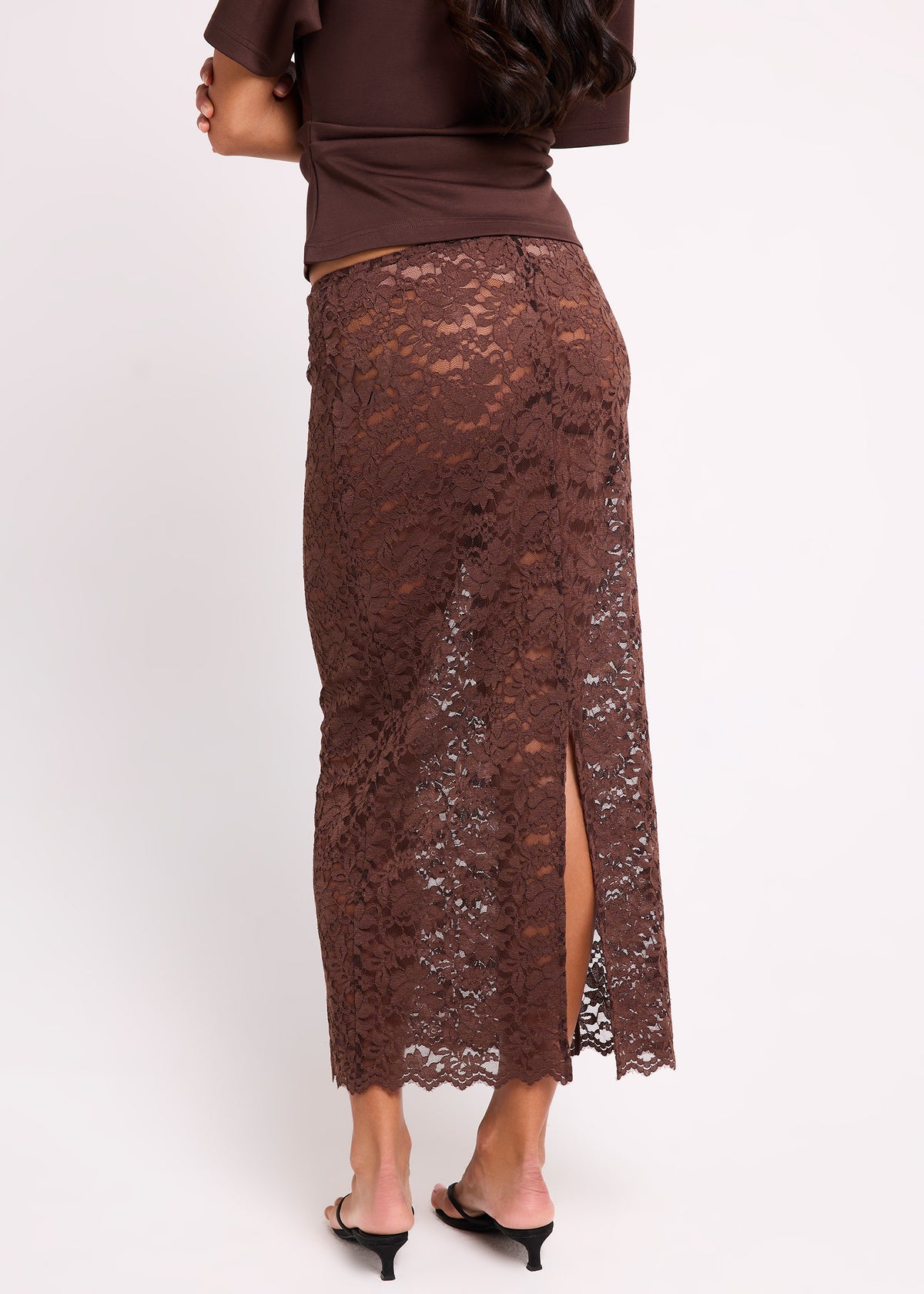 Natalie Lace Maxi Skirt CHOCOLATE