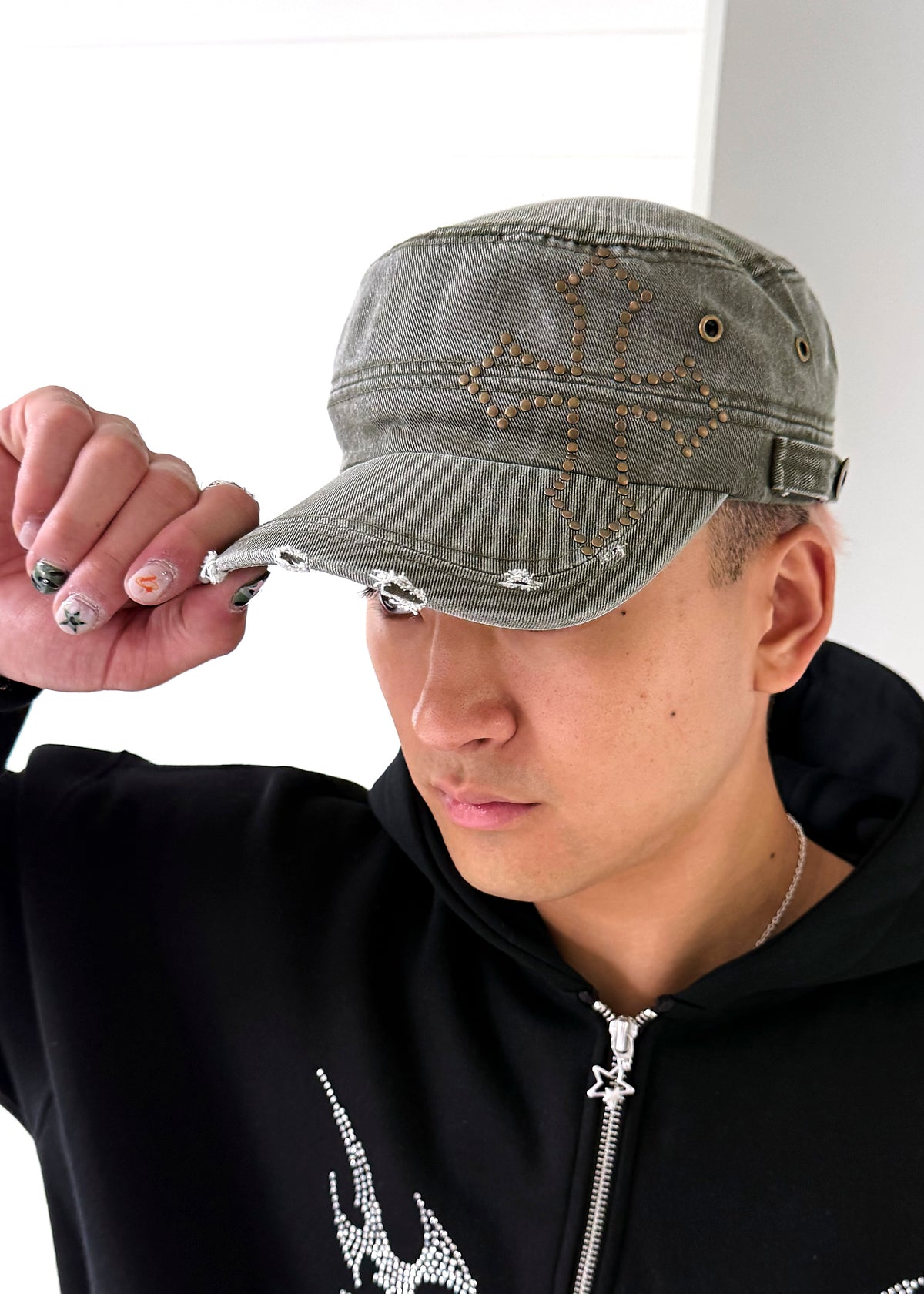 Studded Military Cap KHAKI