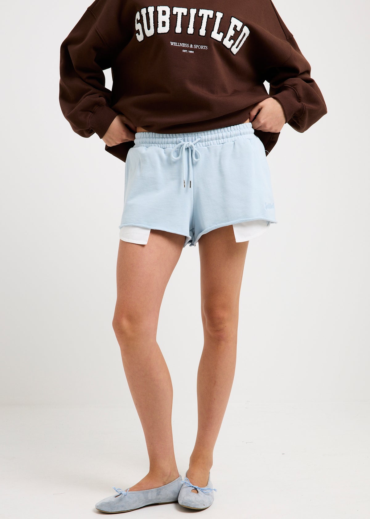 Aloha Cropped Fleece Shorts BLUE