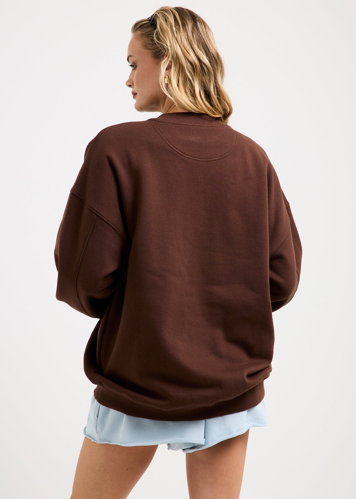 NYC Oversized Crew Neck Jumper CHOCOLATE