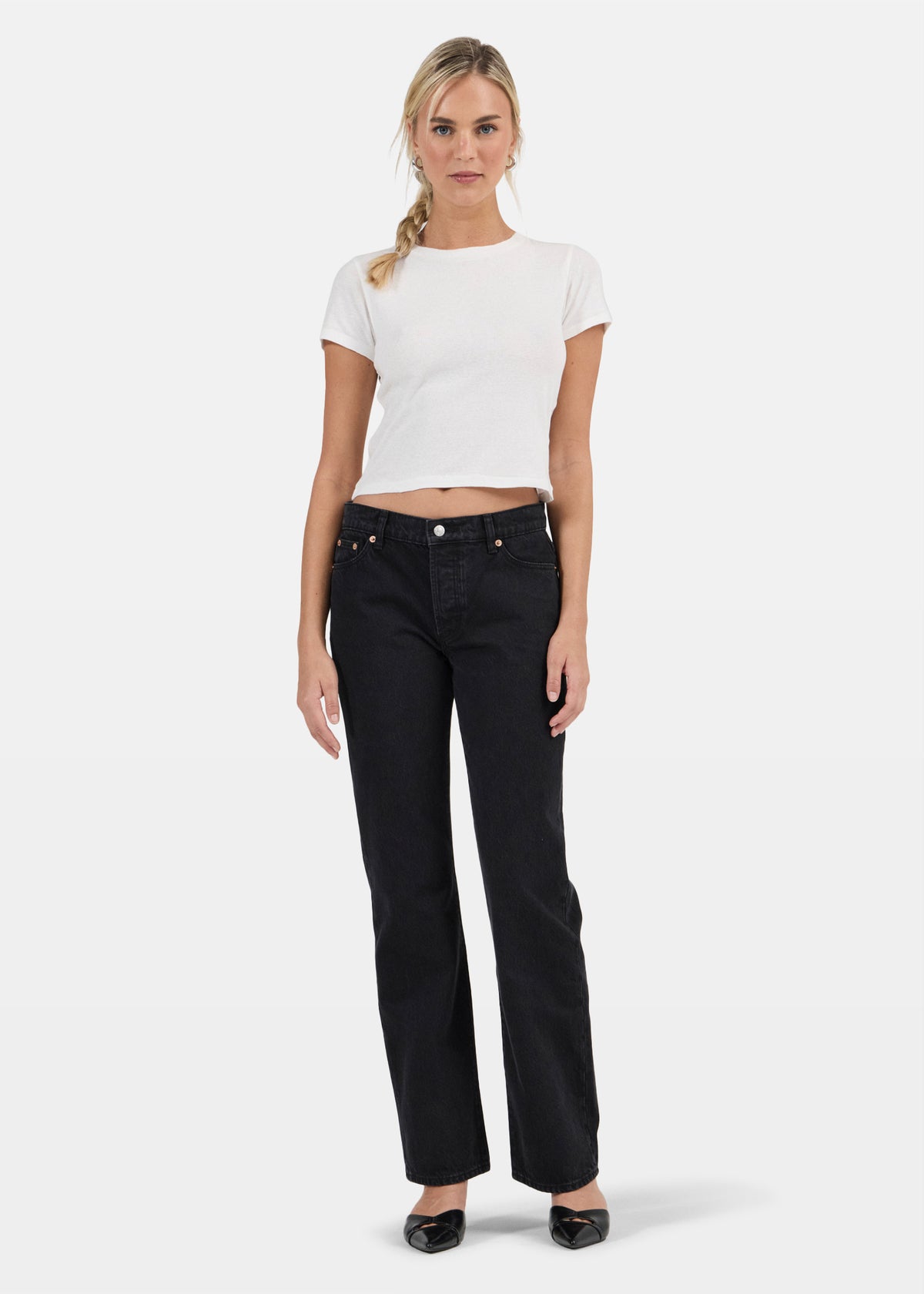 Meg Straight Denim Jeans WASHED BLACK