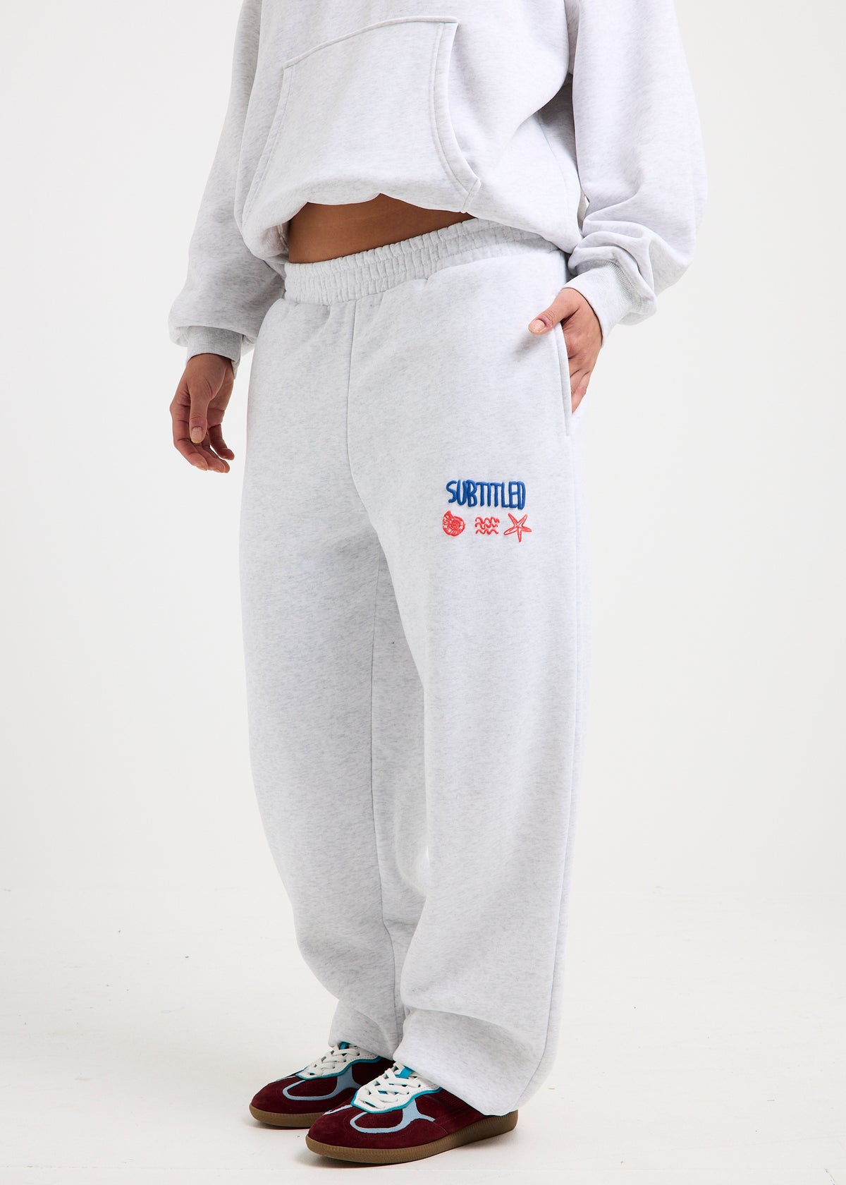Social Club Cuffed Fleece Pants GREY MARLE