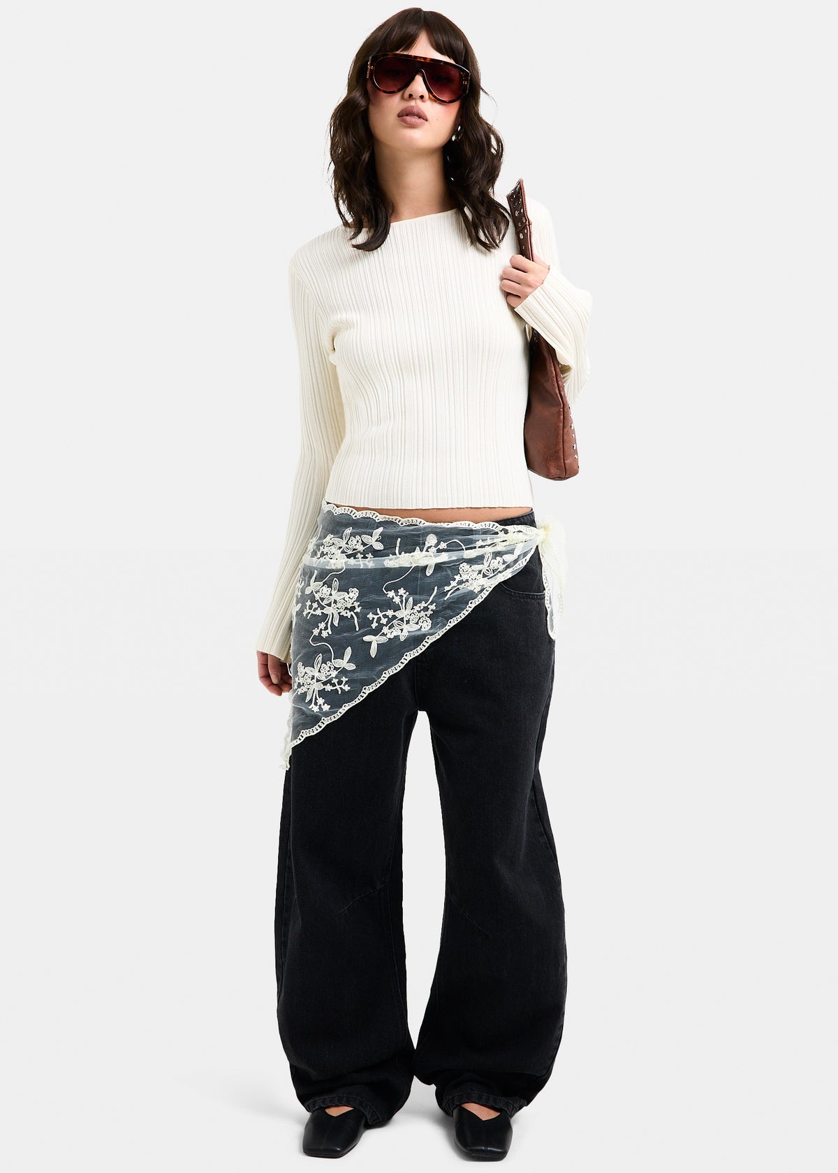 Holland Boat Neck Long Sleeve Knit Top ECRU