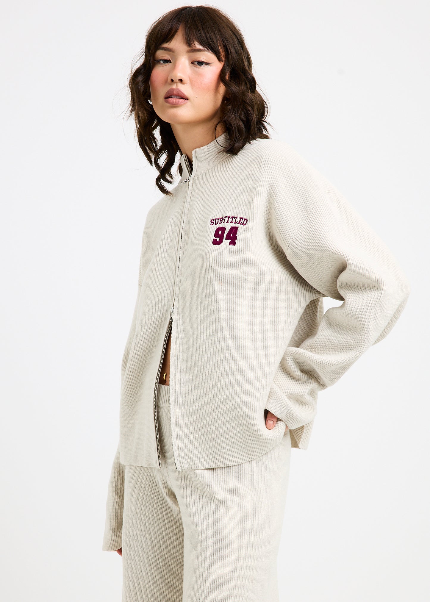 Agnes Rib Double Zip Through Jacket