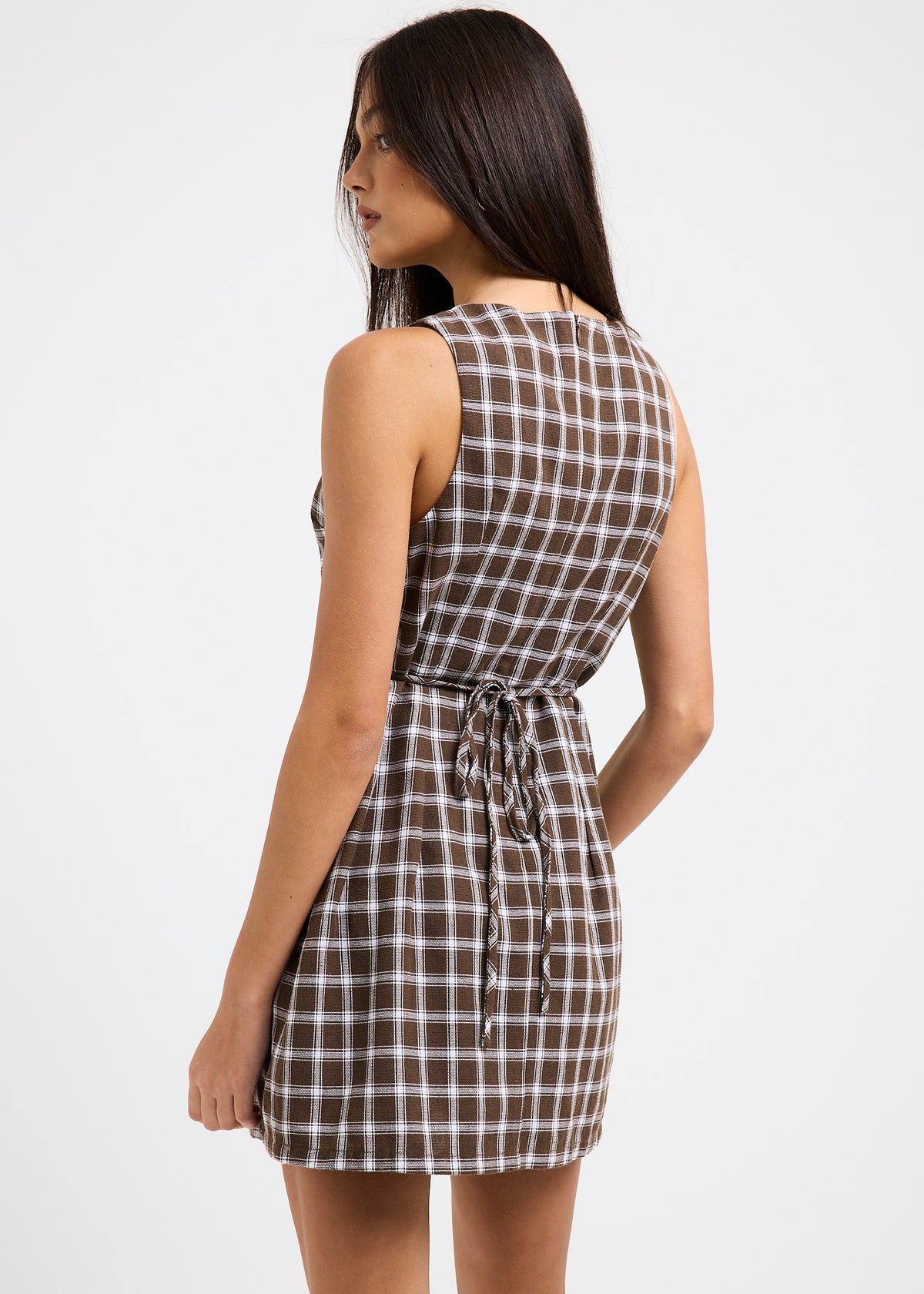 Gabs Plaid Romper BROWN