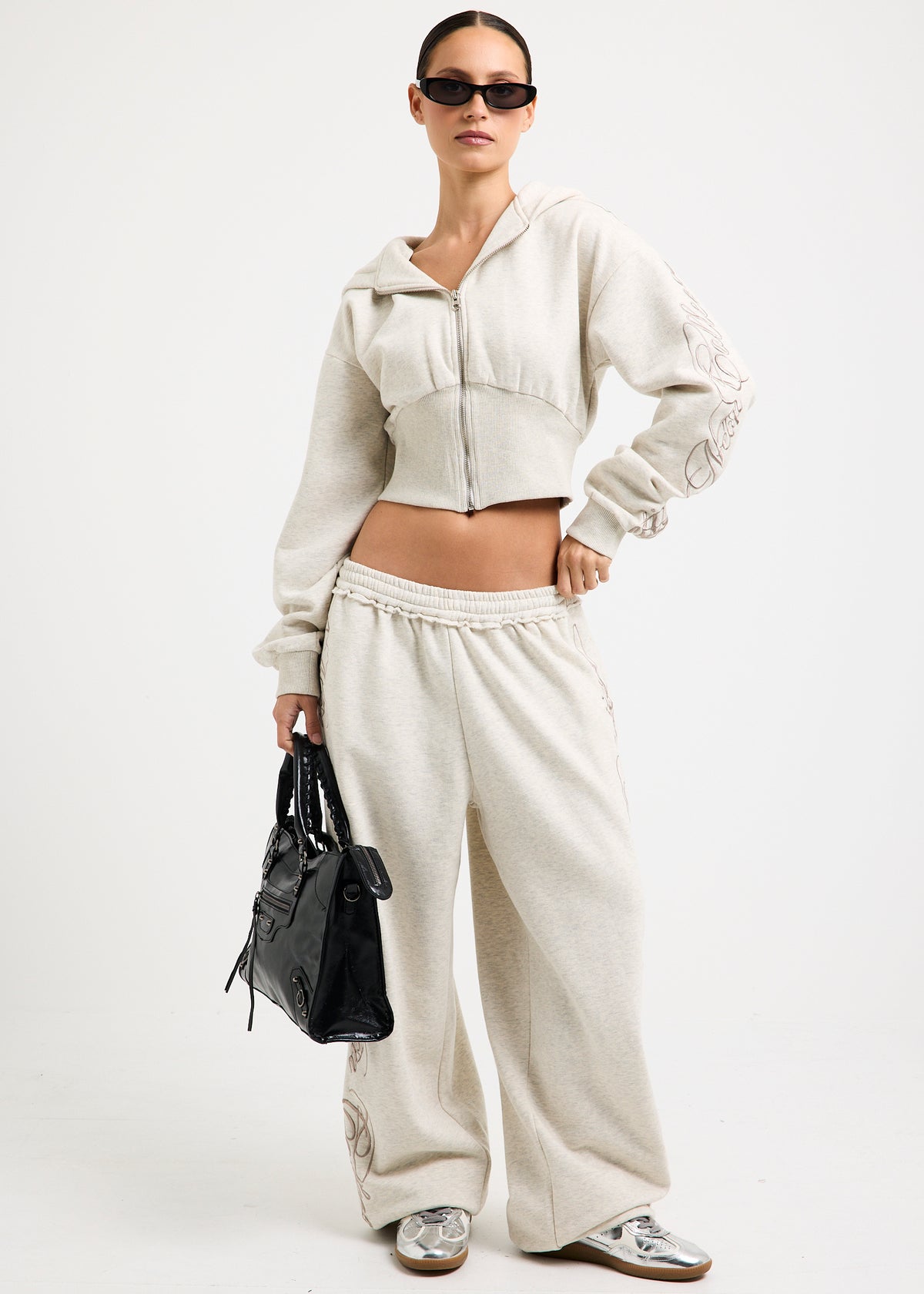Jessie Scripted Hoodie ECRU