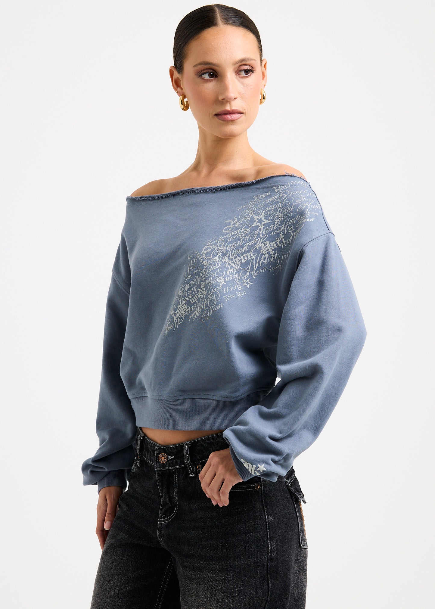 Cisco Scripted Off Shoulder Top