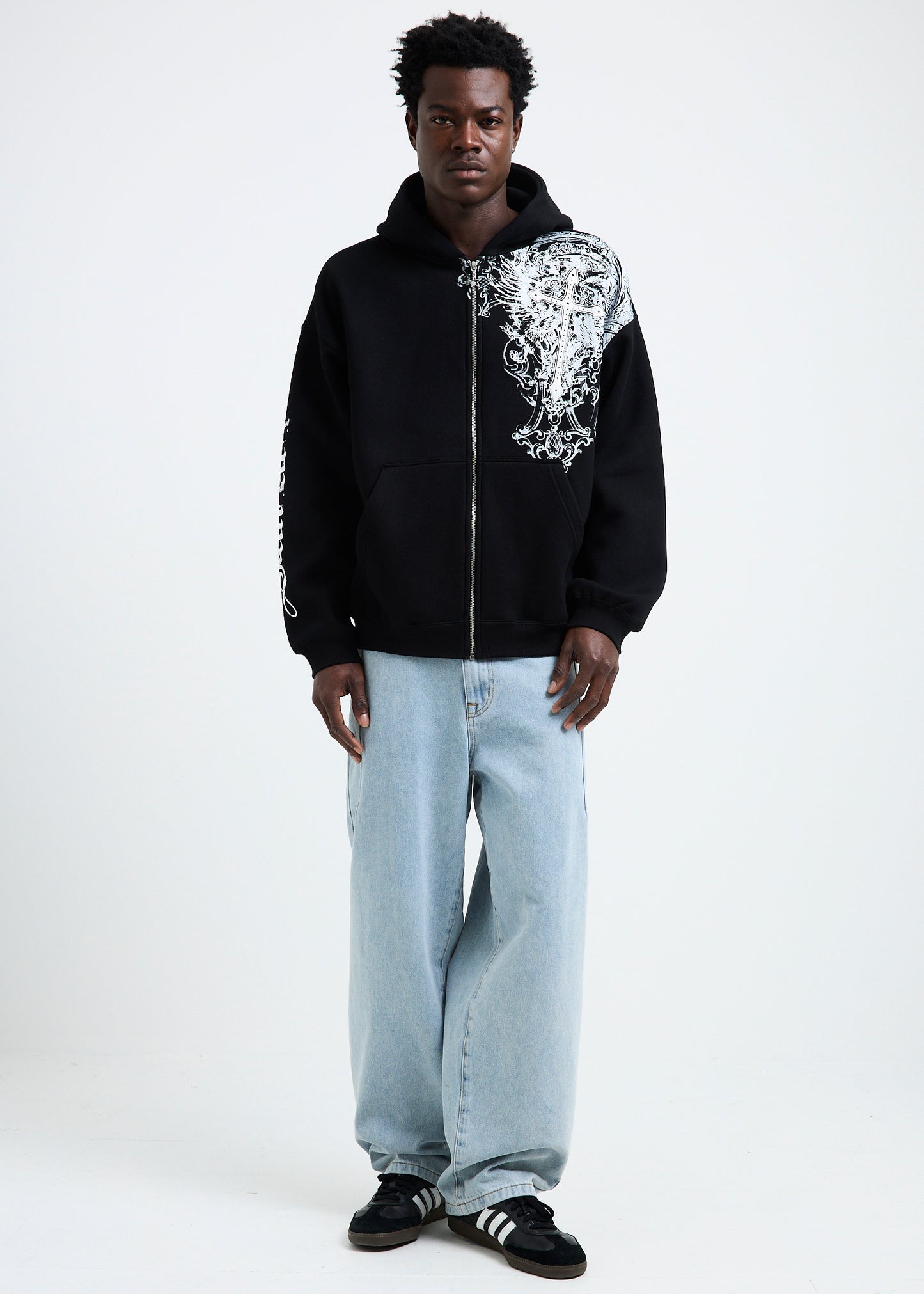Crucifix Zip Hoodie