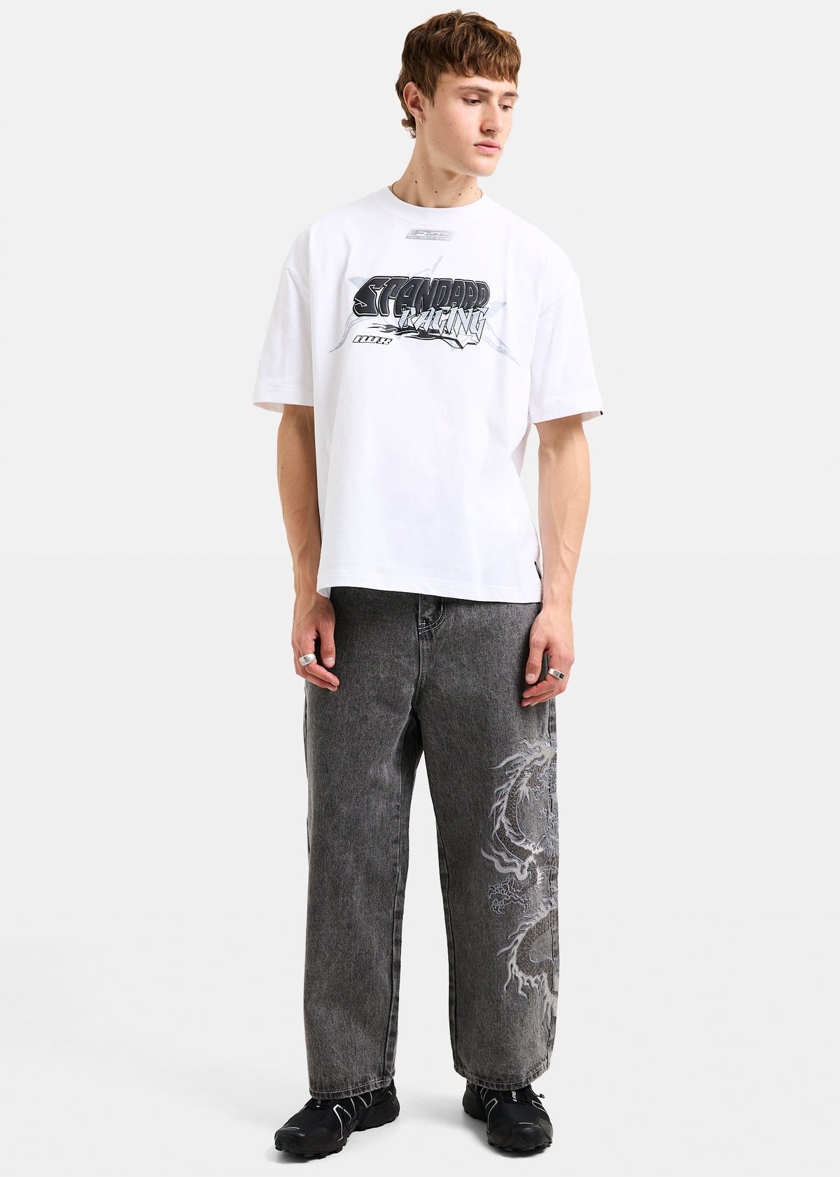 Elevate Baggy Denim Jeans TRASHED BLACK