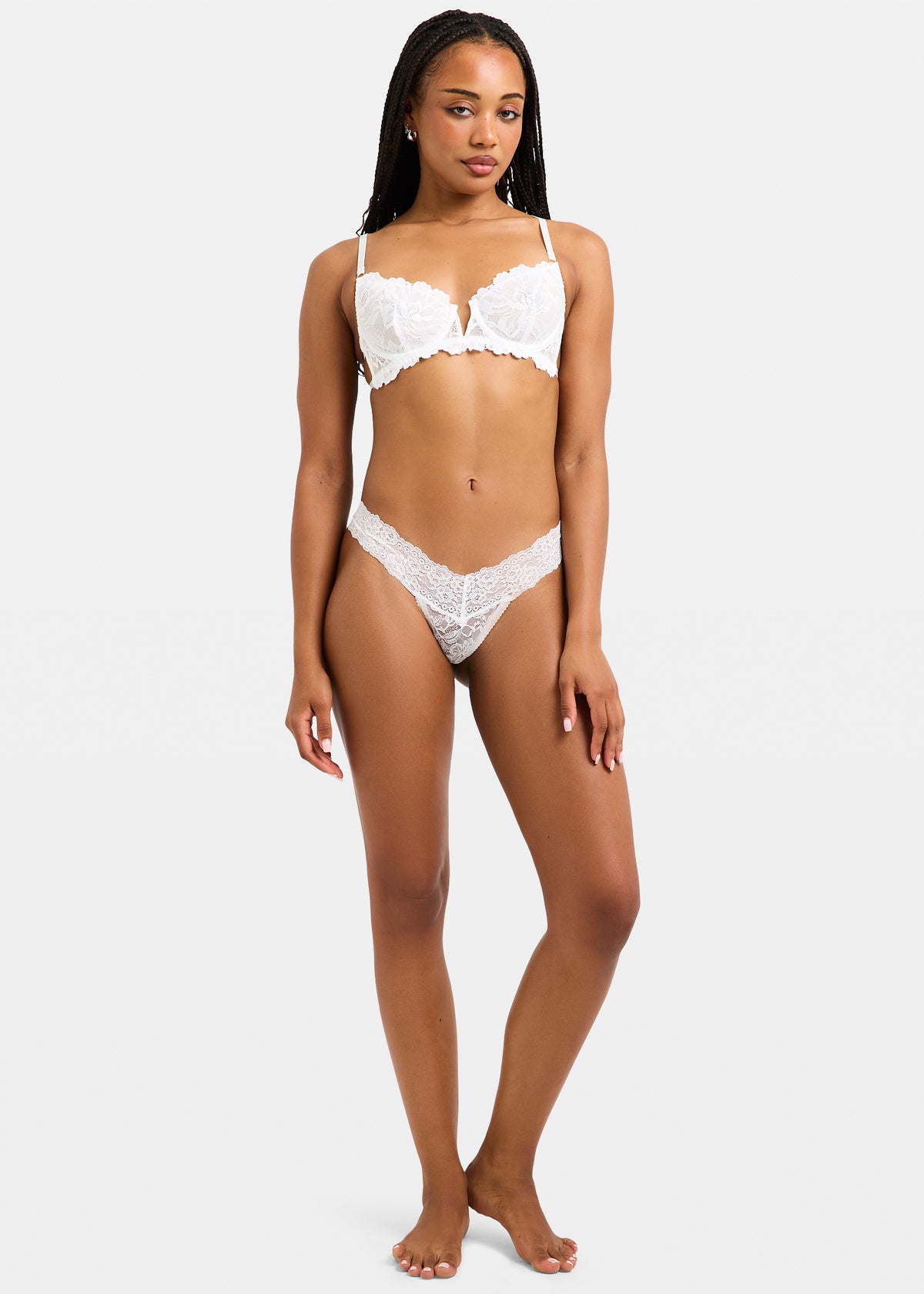Rico Embroidery Mesh V Front Bra WHITE