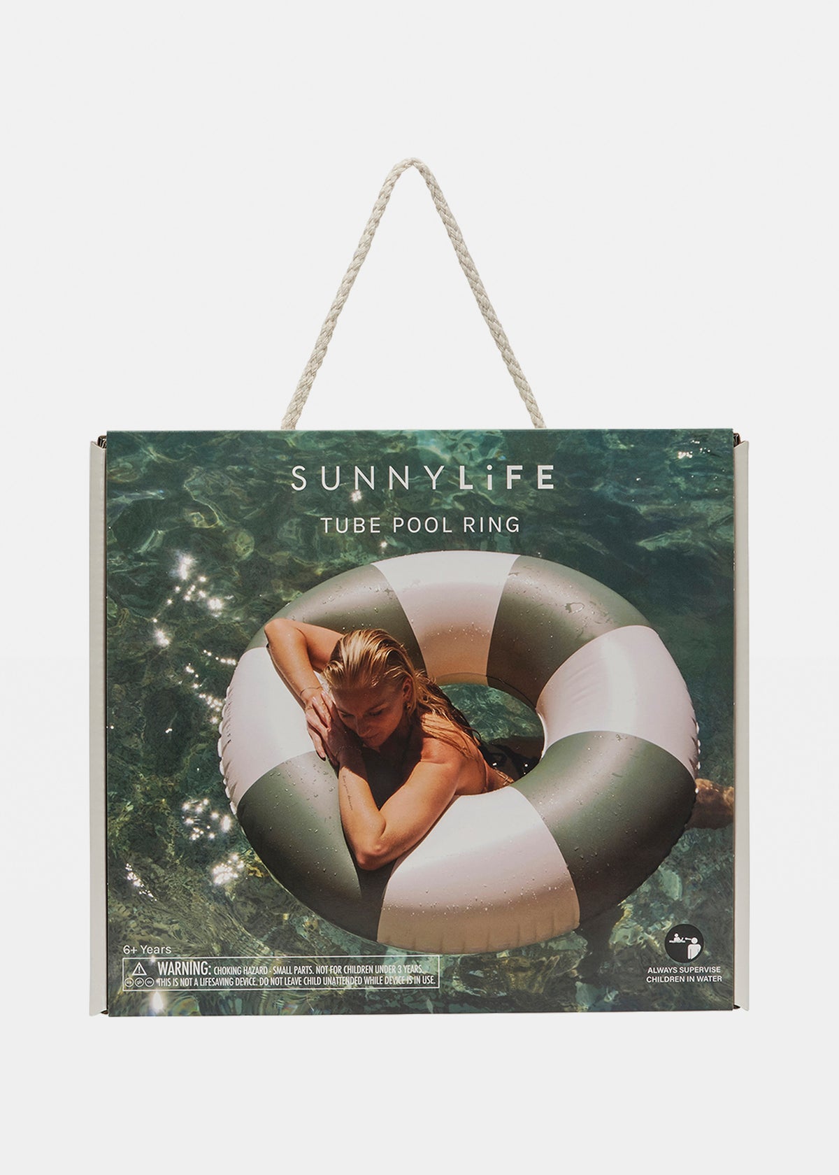 Slim Tube Pool Ring OLIVE STRIPE