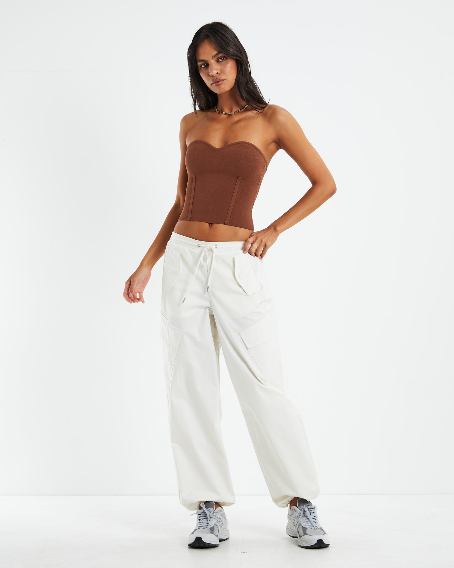 Faye Compact Knit Corset Cocoa Brown