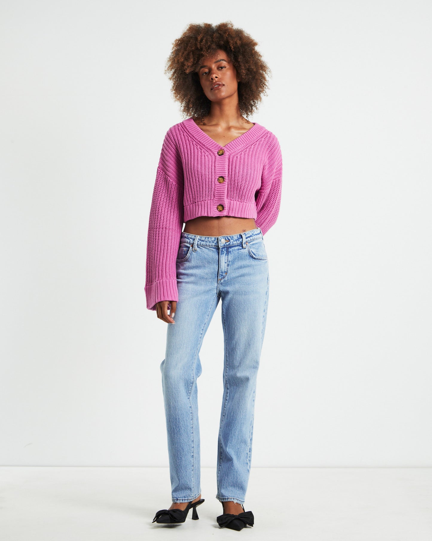 Cooper Crop Cardigan Shell Pink