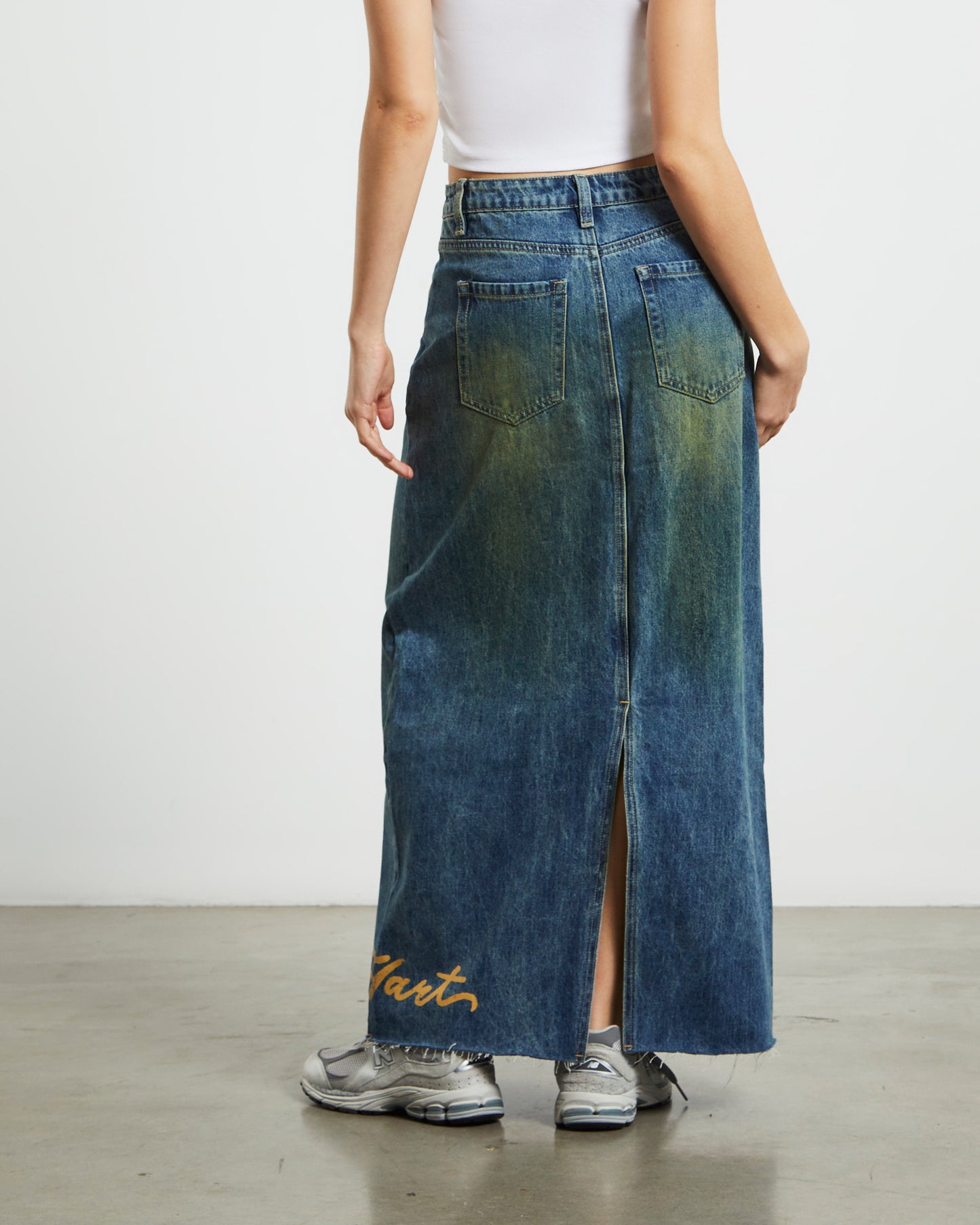 Tatiana Midi Denim Skirt in Vintage Tint Blue