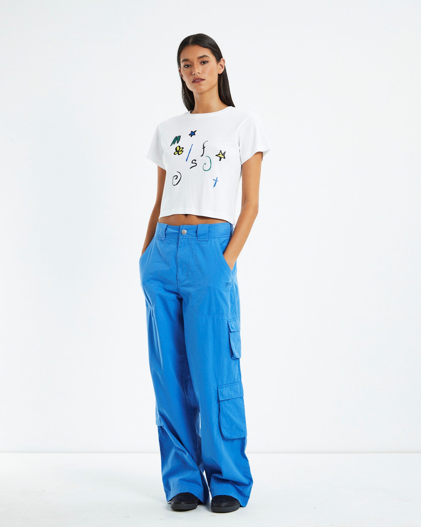 Doodling Rib Tee Washed White