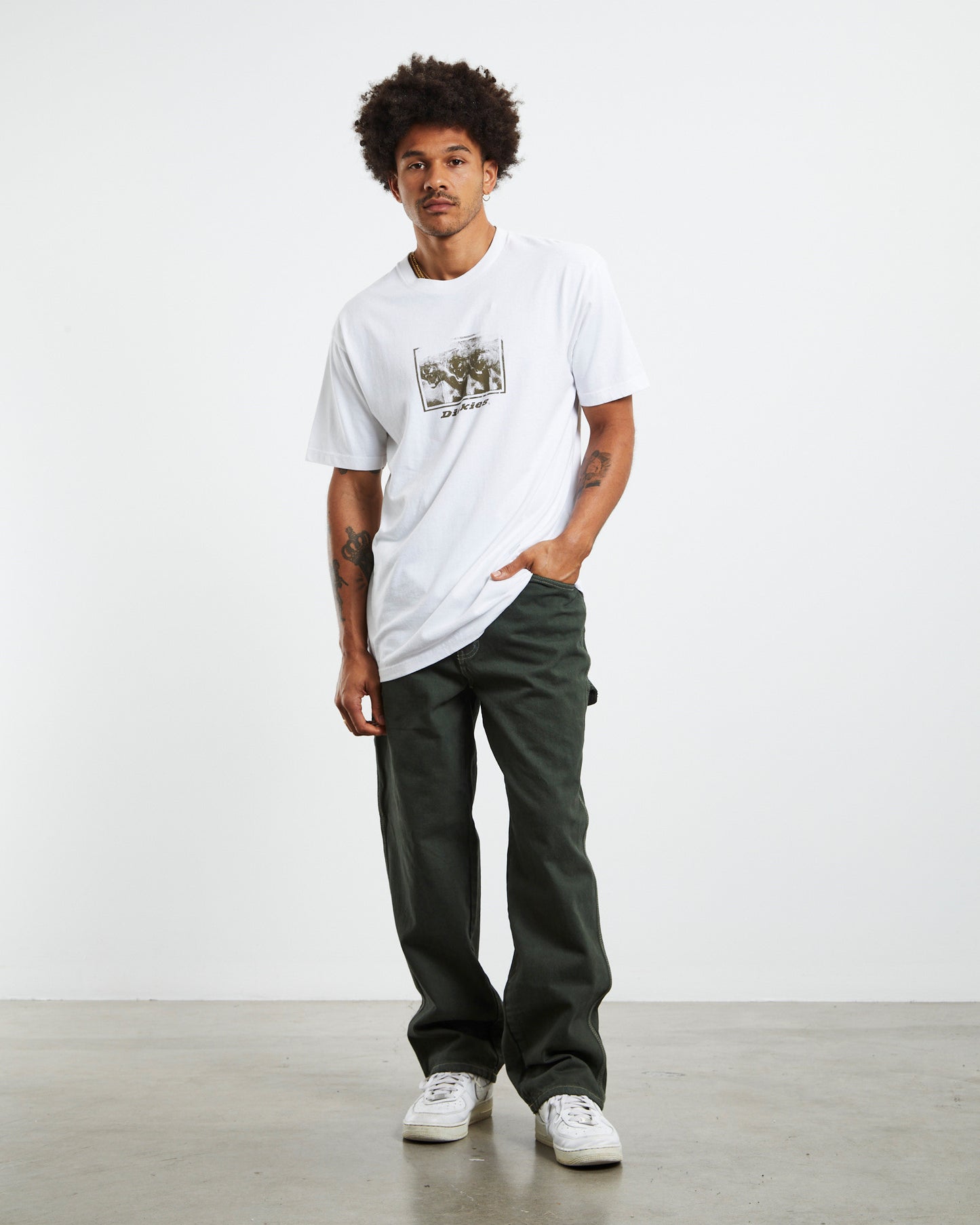 Relaxed Fit Duck Jeans Rinsed Moss