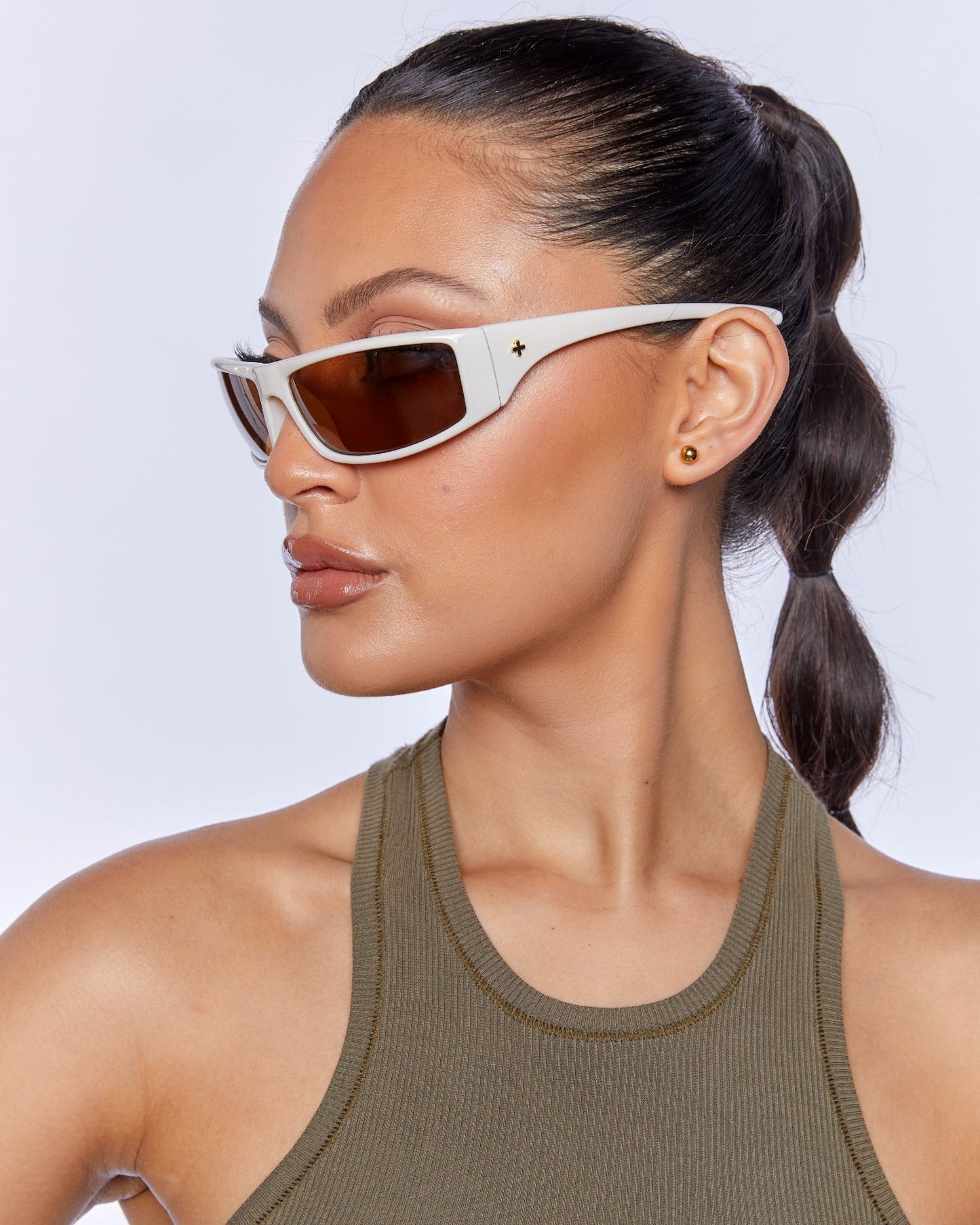 Tempo Sunglasses Ivory Brown Mono