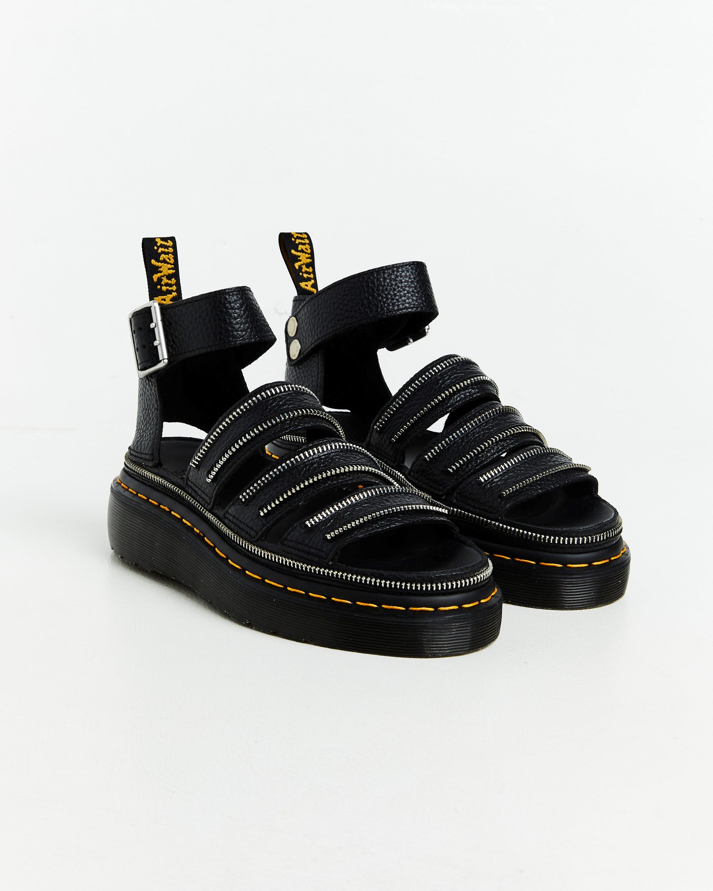 Clarissa II Quad HDW 3 Strap Black Milled Nappa Sandals