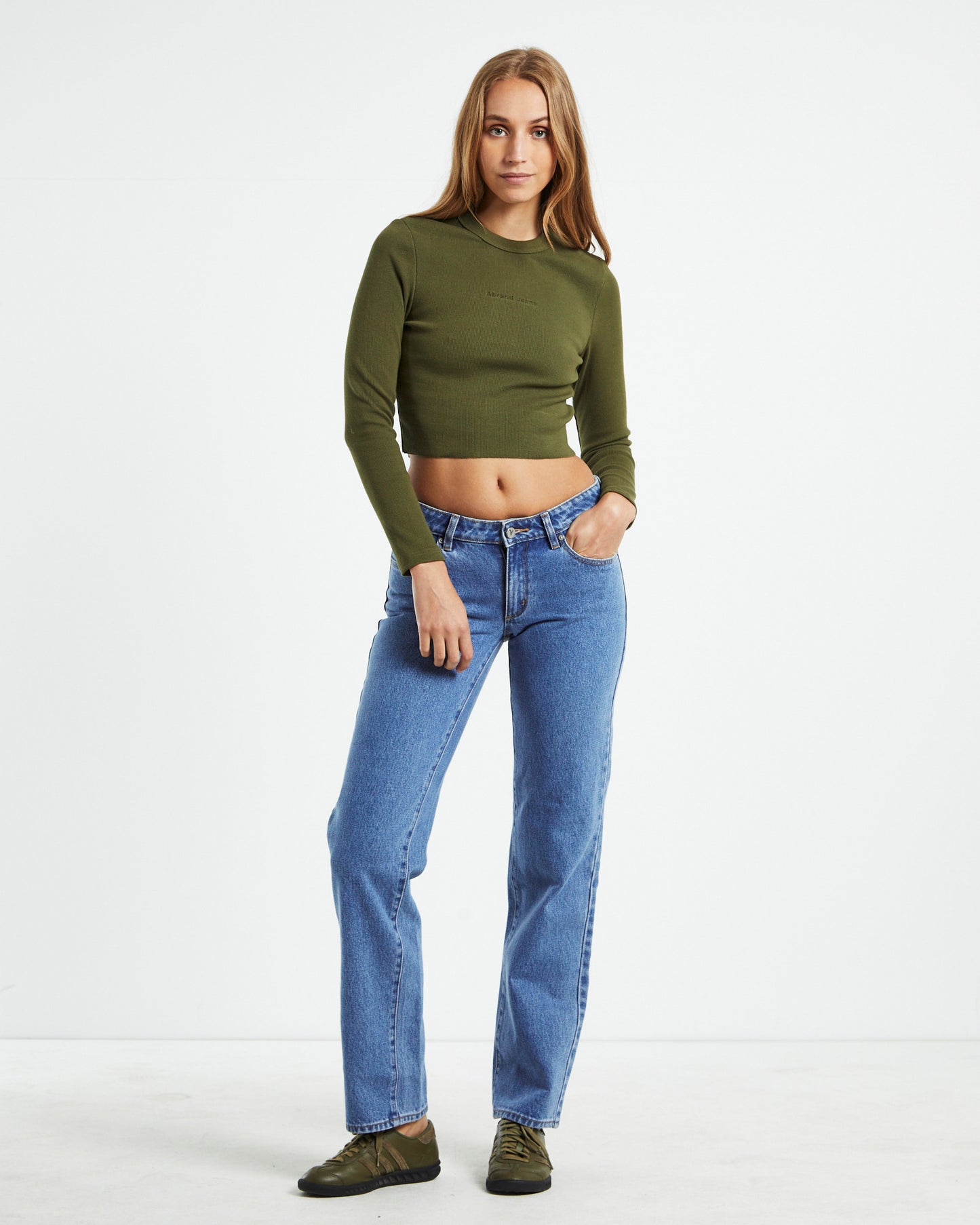 A Heather Long Sleeve Tee Army Green