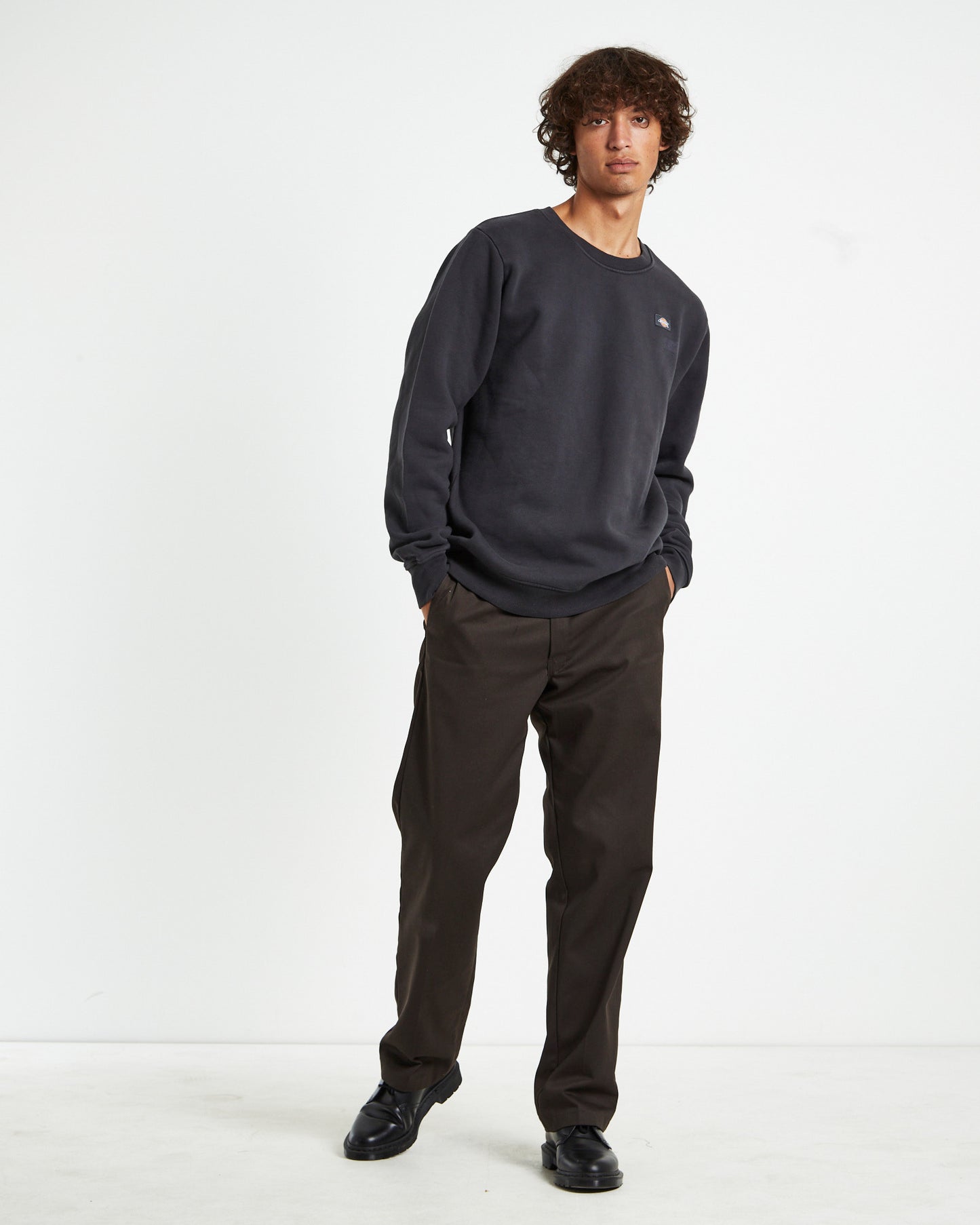 Classic Label Washed Crewneck Jumper Black