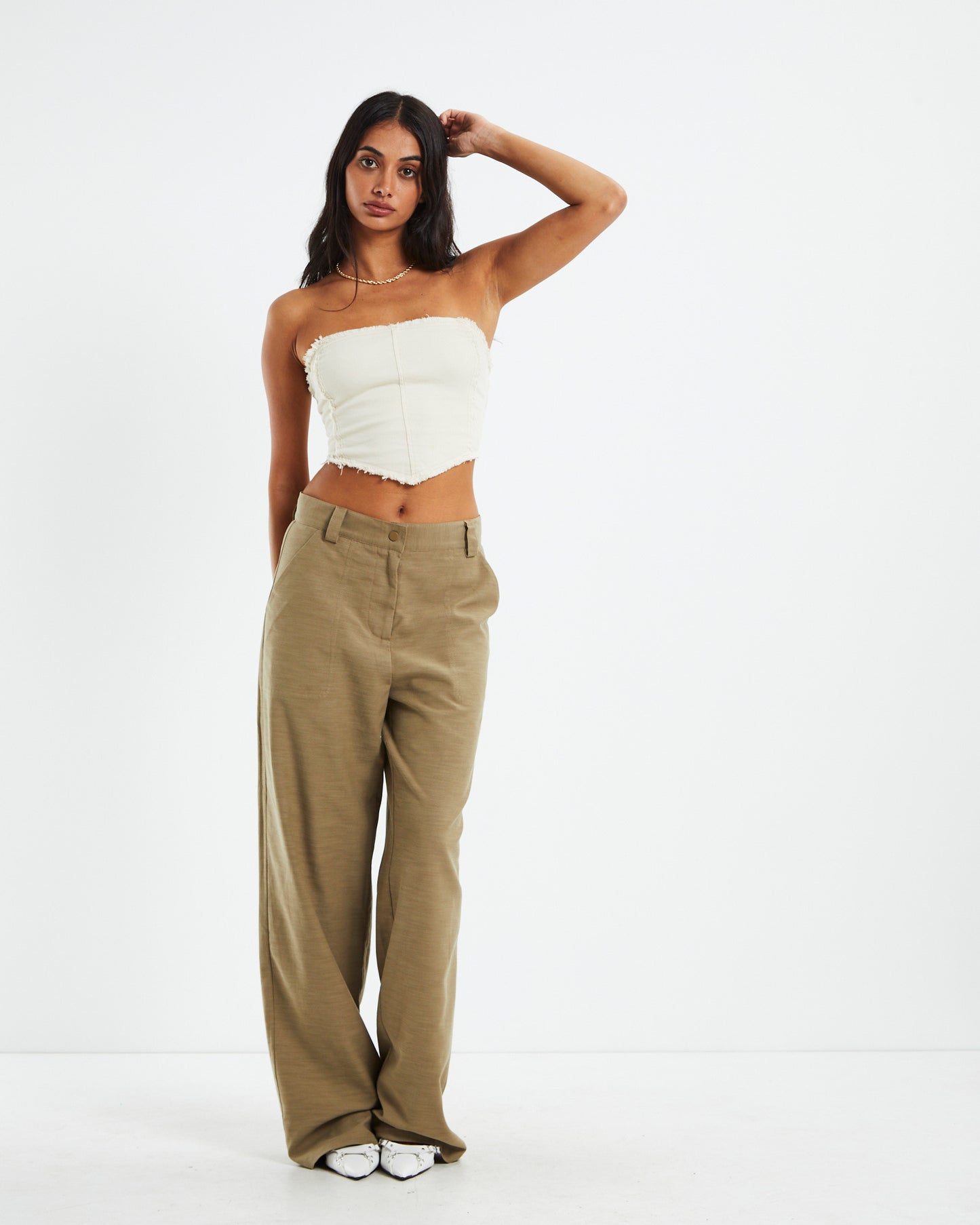 Donna Low Rise Chinos Khaki