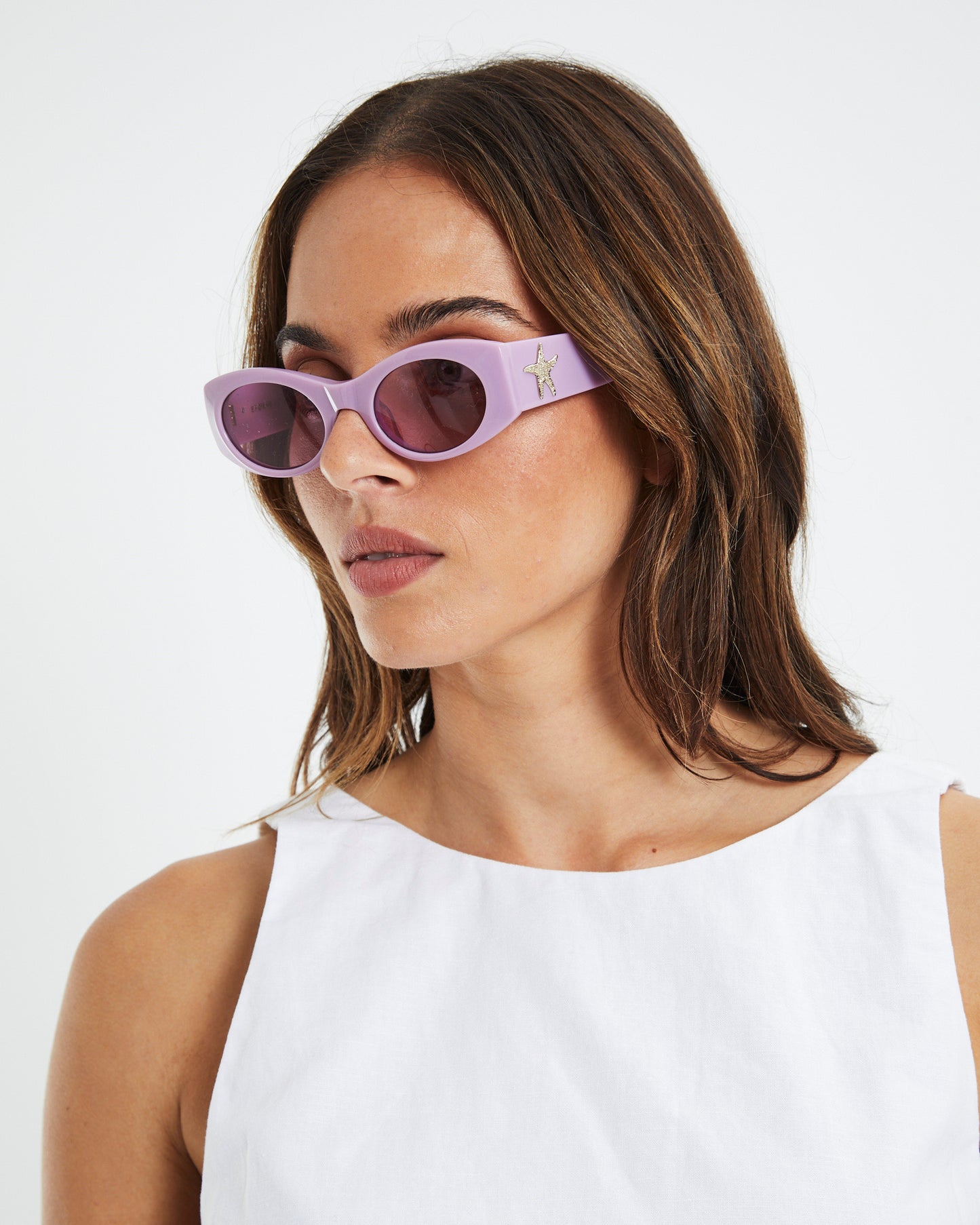 Evan Mock X Suede Sunglasses Mauve Polished/Velvet