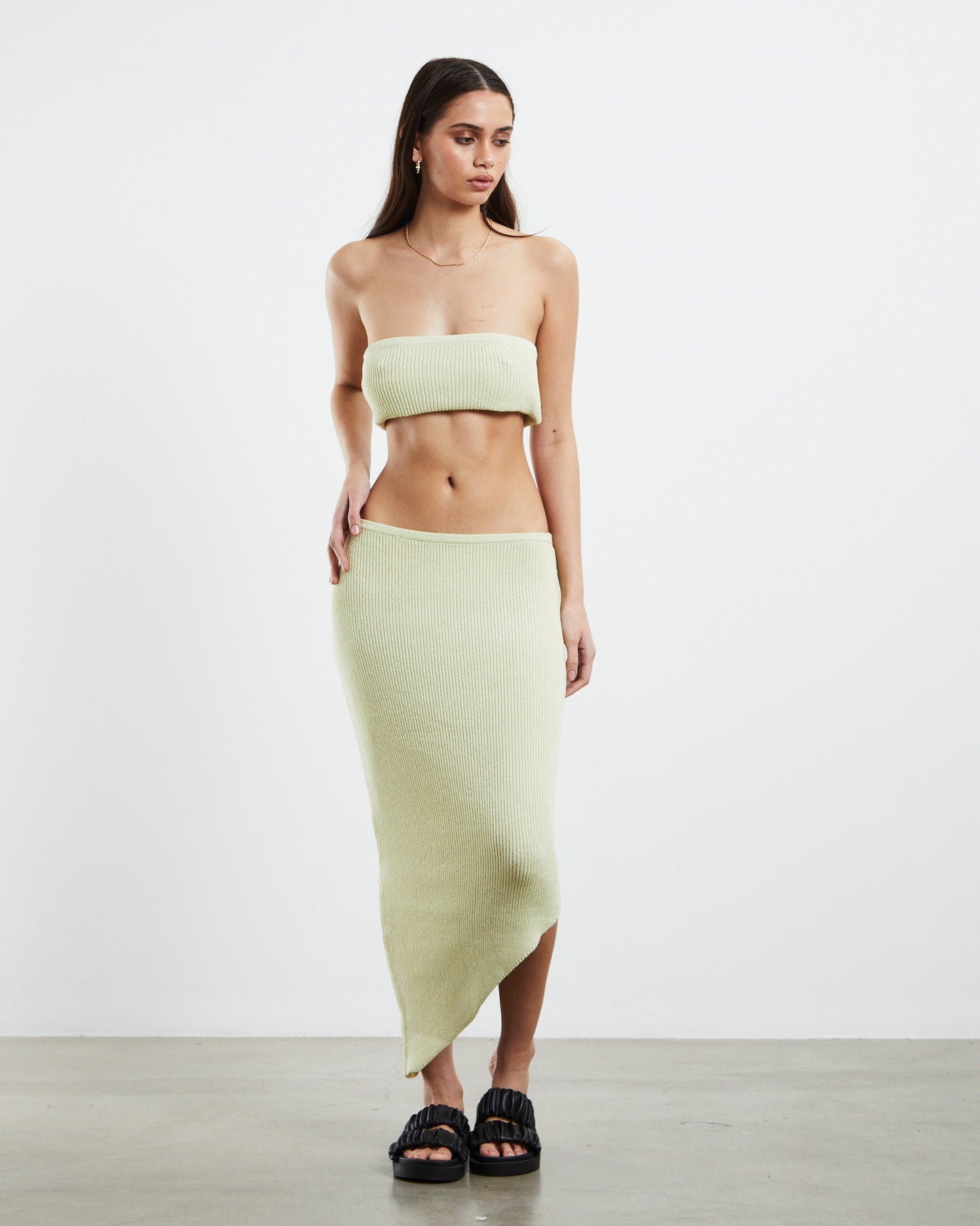 Davia Knit Crop Top Pear Green