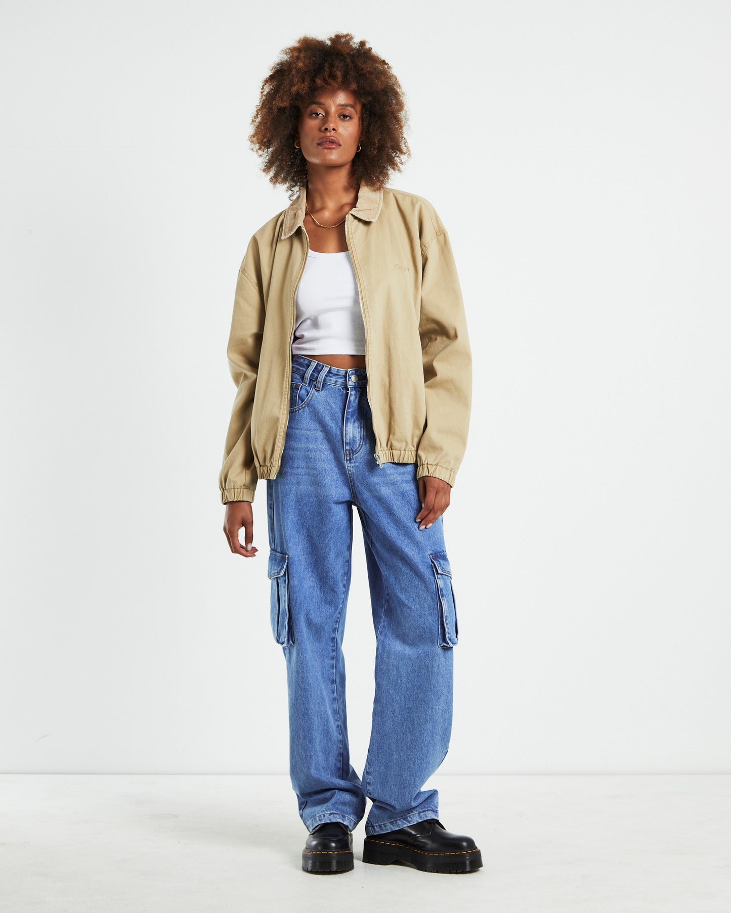 Harrington Cord Collar Jacket Cream