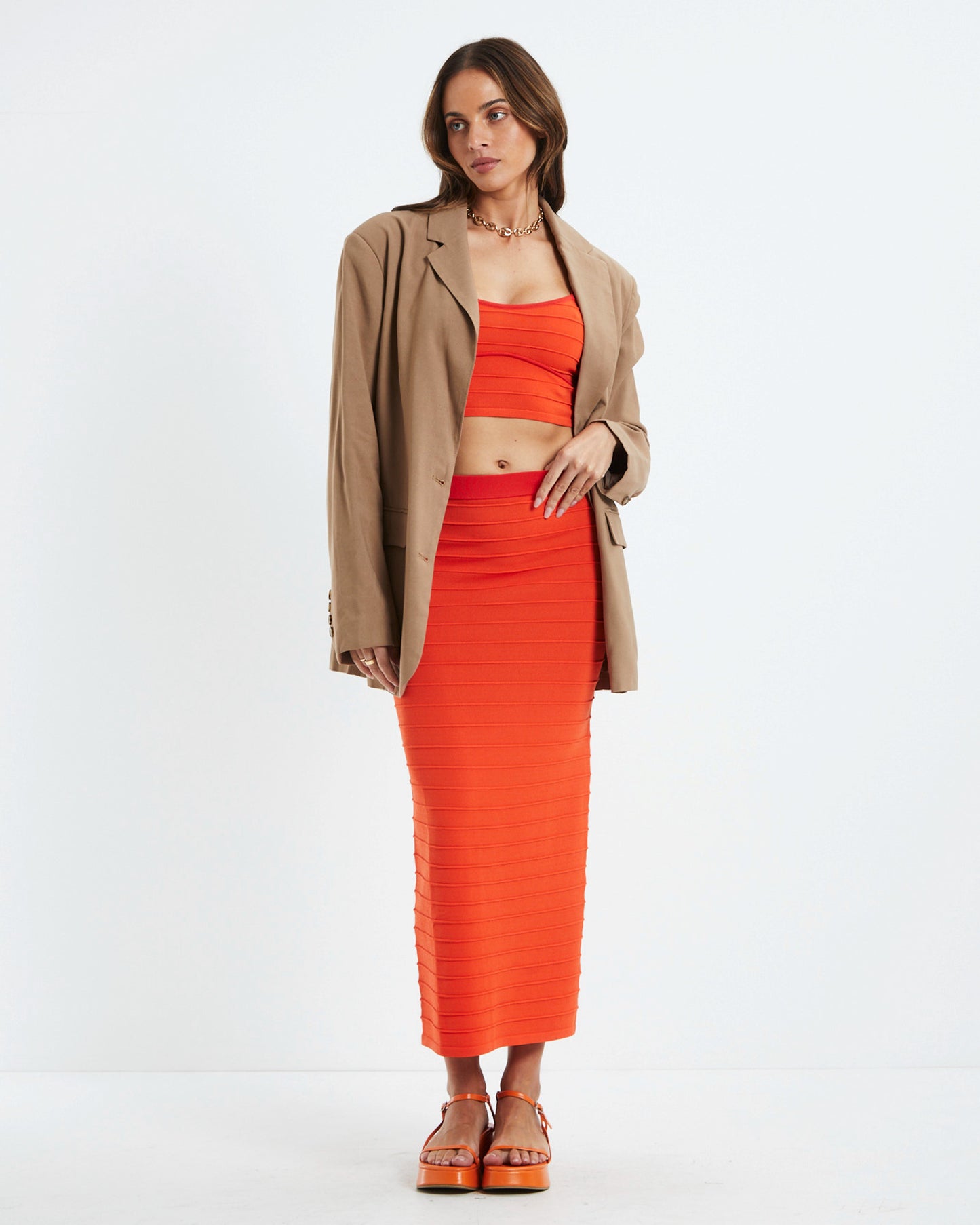 Lex Low Rise Knit Midi Skirt