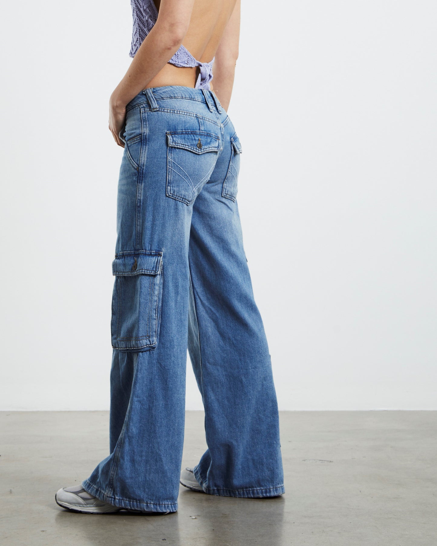 Low Rise Puddle Cargo Jeans