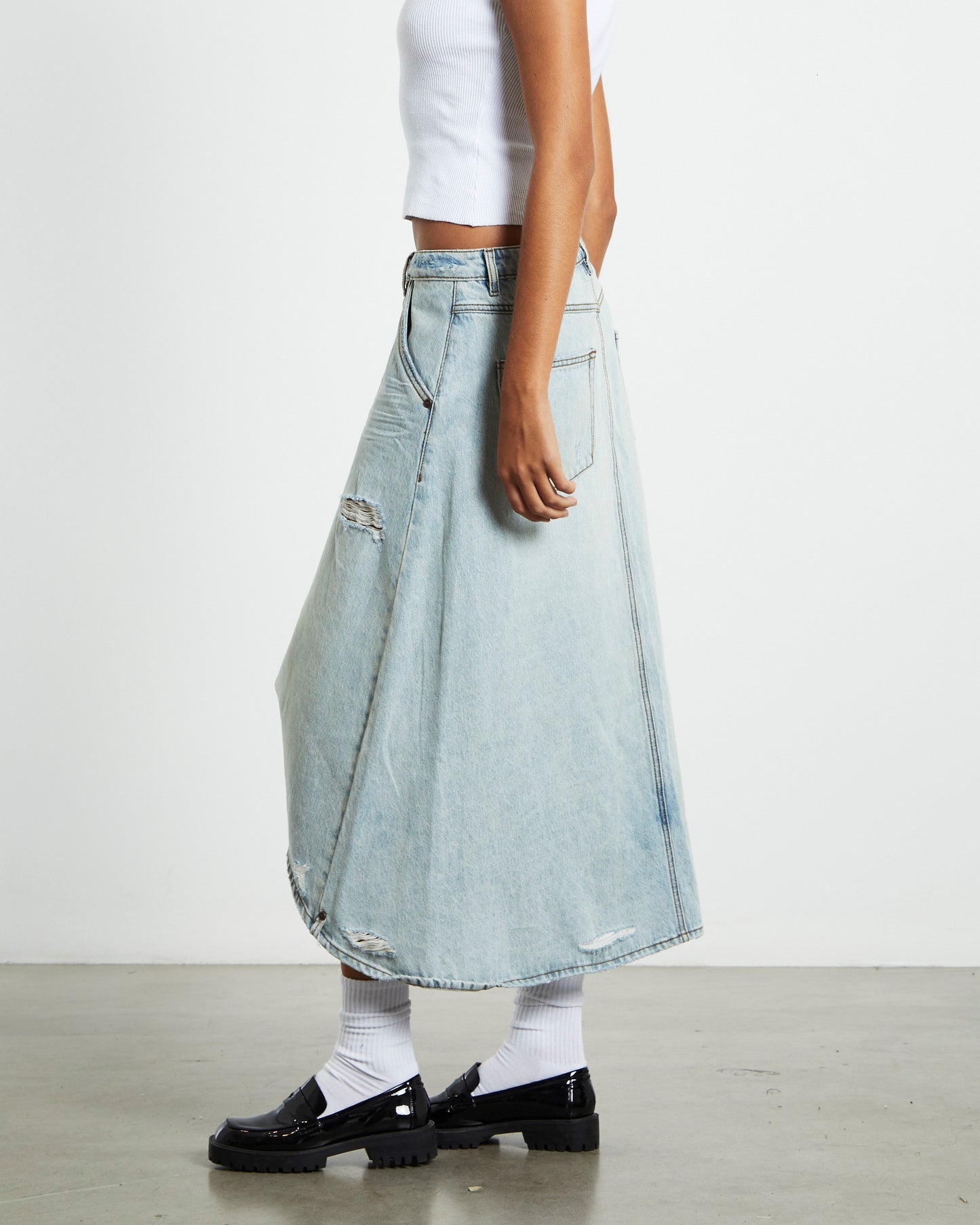 Kansas Carter Long Denim Skirt Blue Mrs