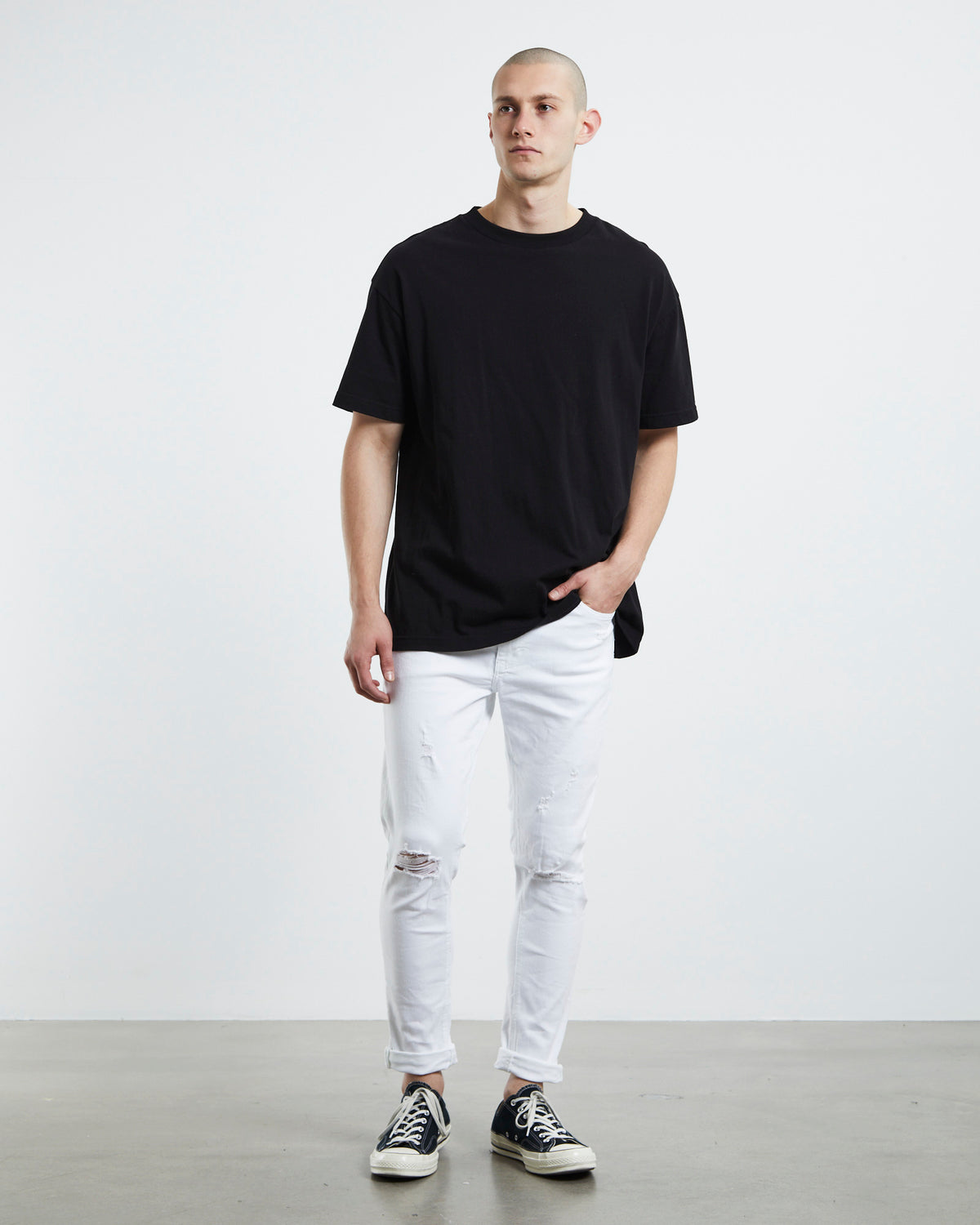 A Dropped Turn Up Skinny Denim Jeans Noise DENIM