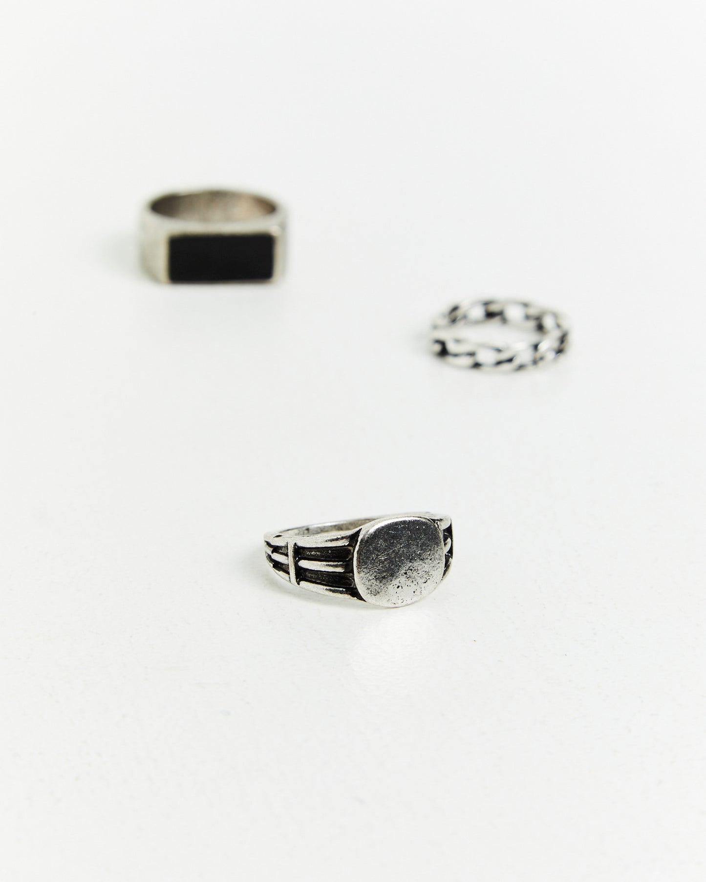 Code Rings 3 Pack Silver Multi