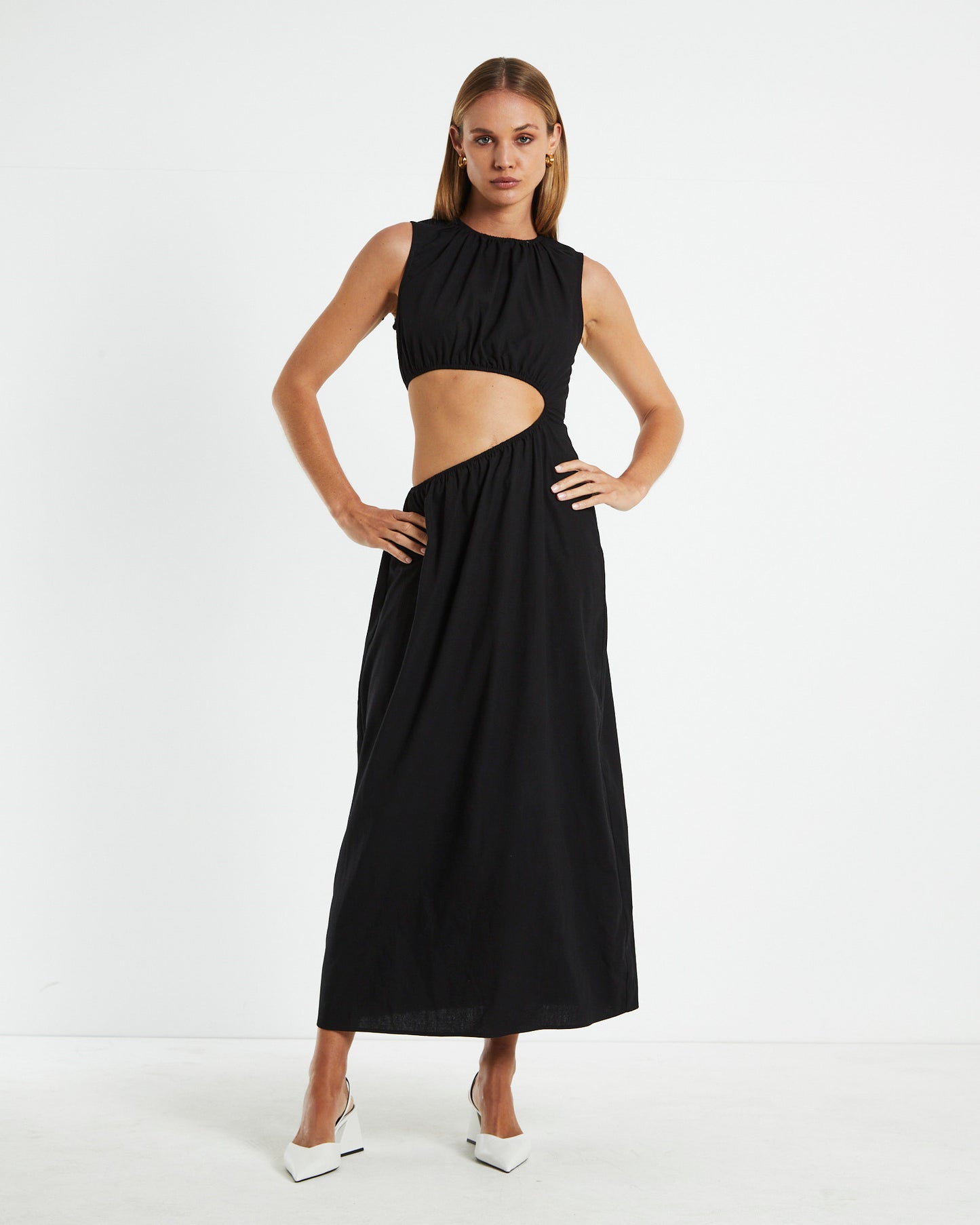 Isabelle Elasticated Cut Out Maxi Dress Black