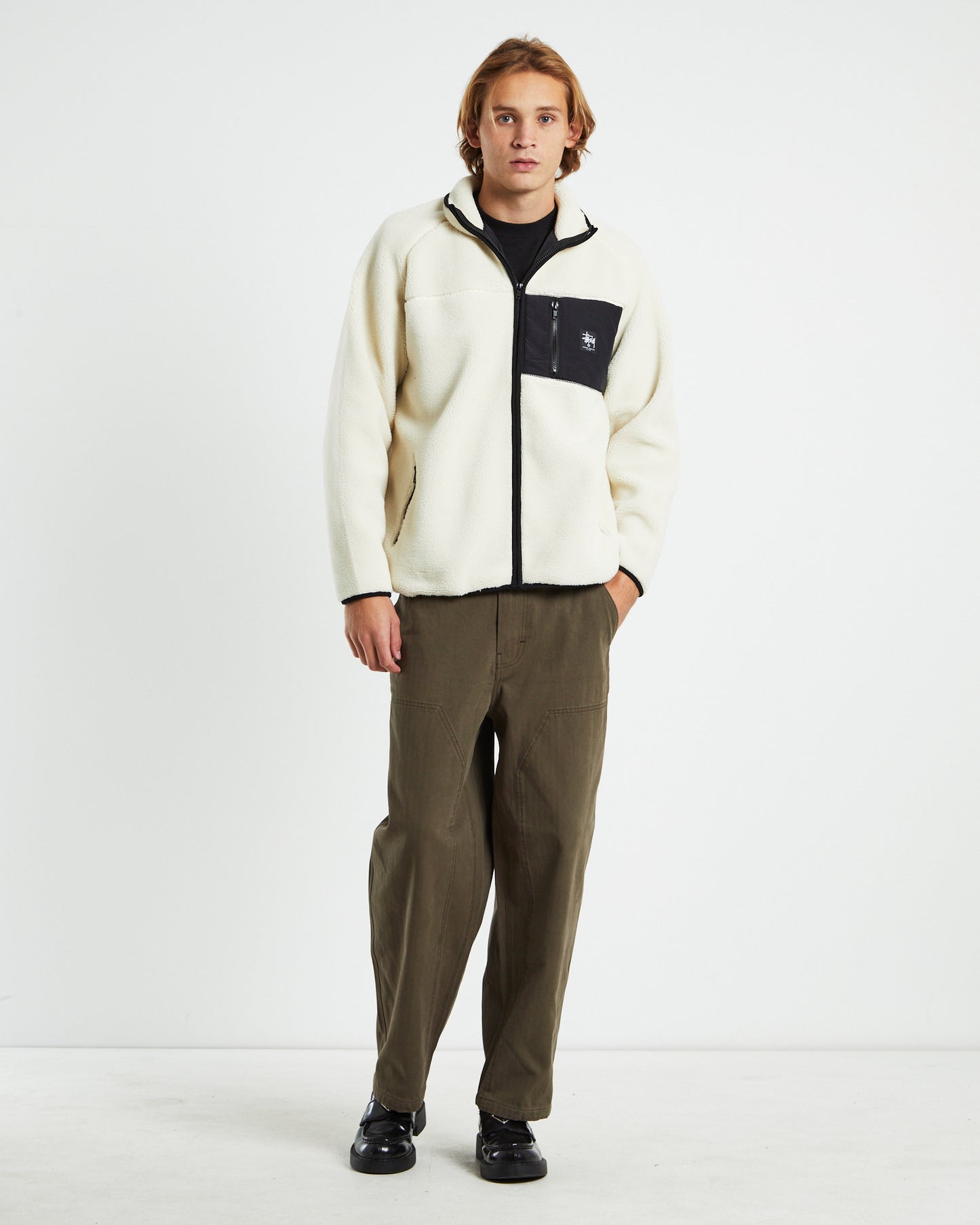 Work Sherpa Zip Crewneck Jumper Natural