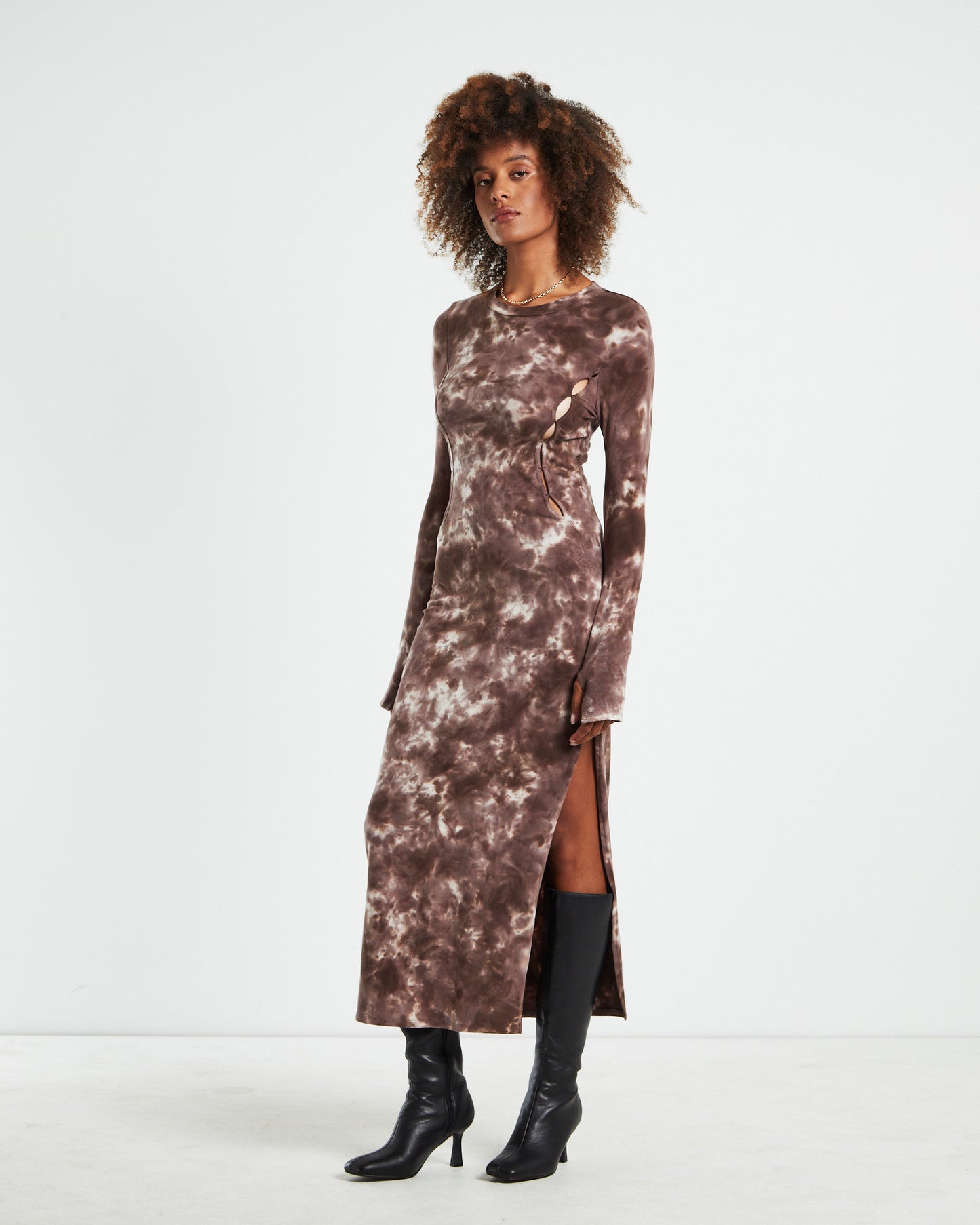 Stammy Cut Out Midi Dress Acid Wash Multi