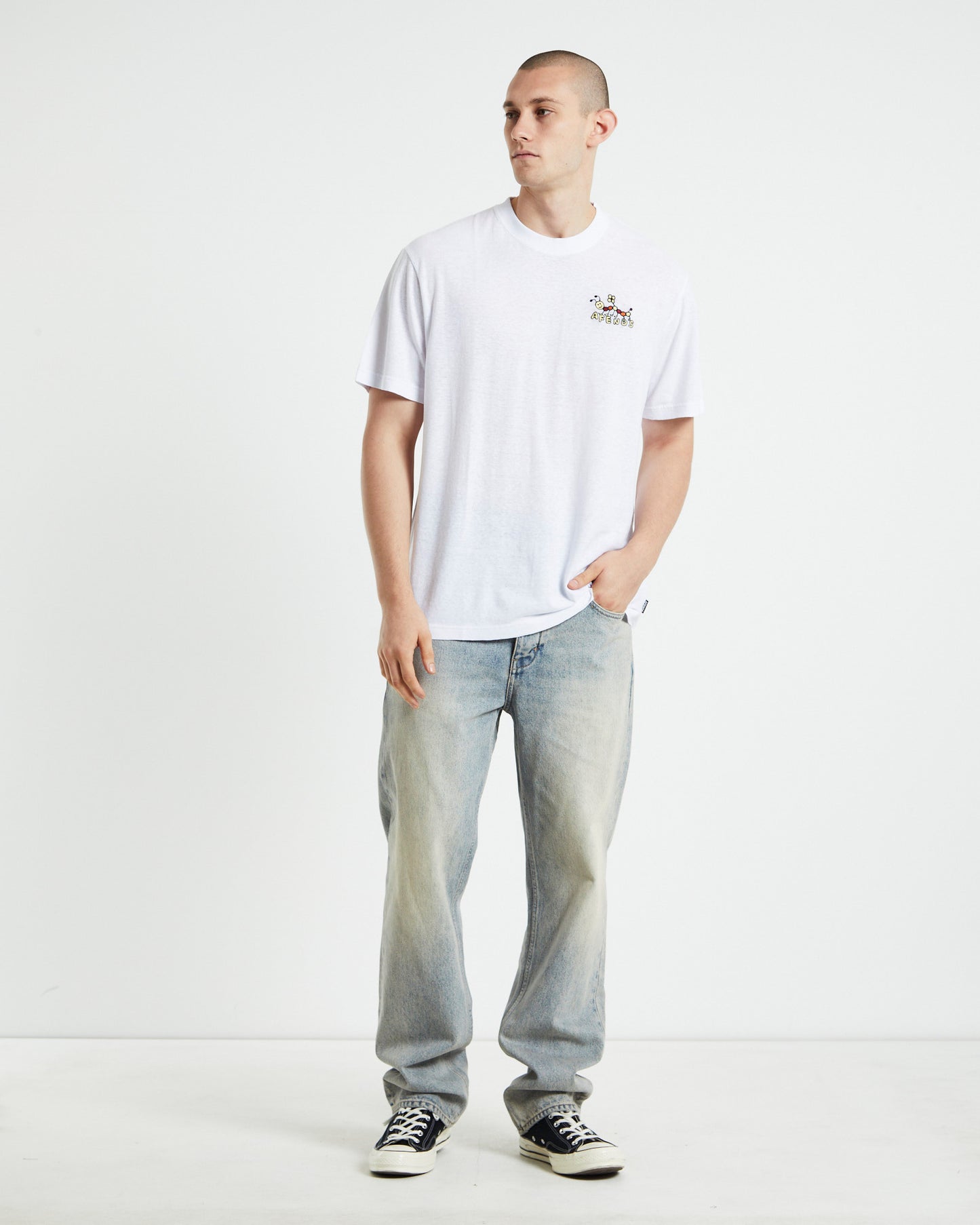 Caterpillar Hemp Retro Short Sleeve T-Shirt White