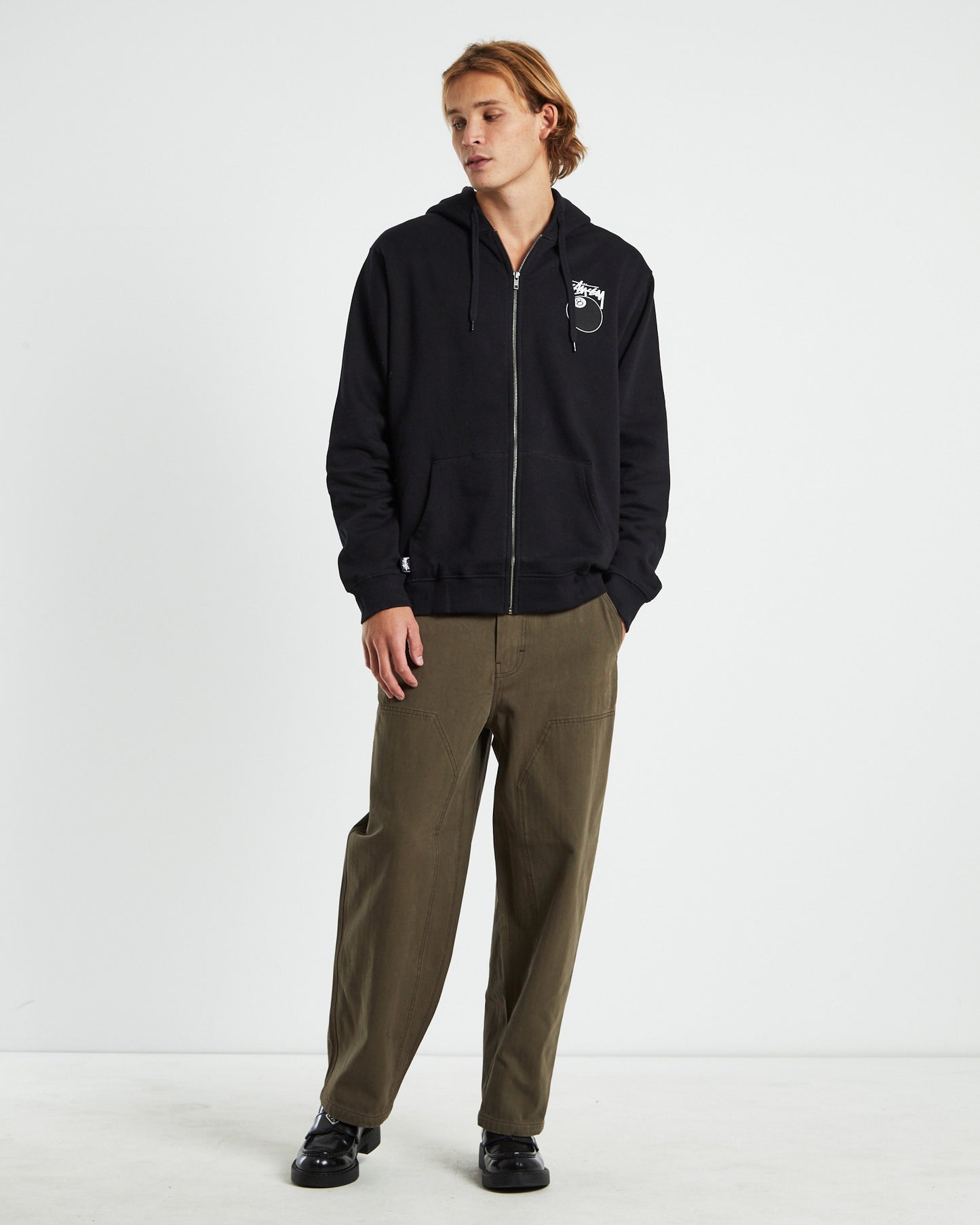 Solid 8 Ball Zip Hoodie Black