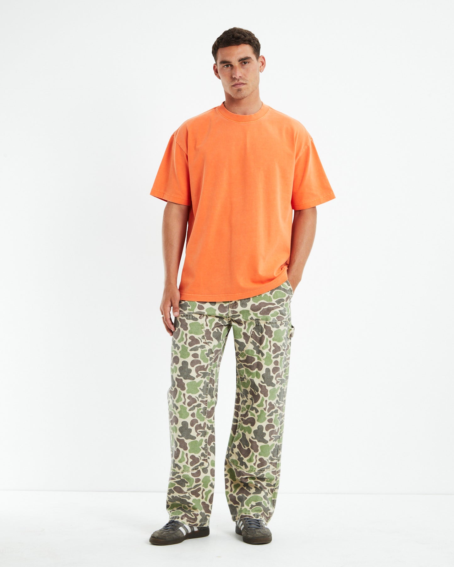 Canvas Work Pants Camo Green