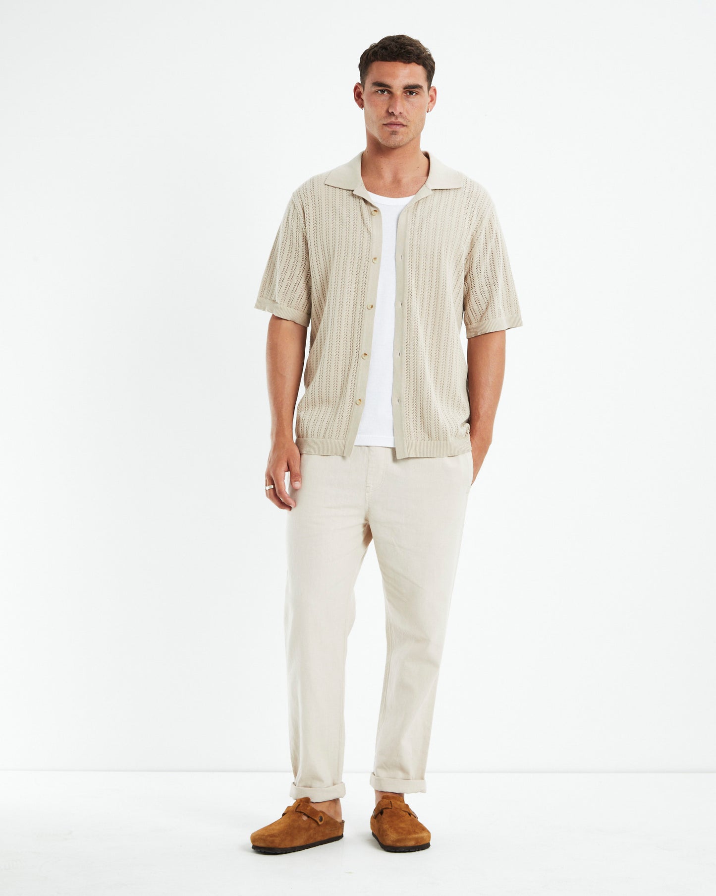 Bowler Short Sleeve Knit Shirt Stone