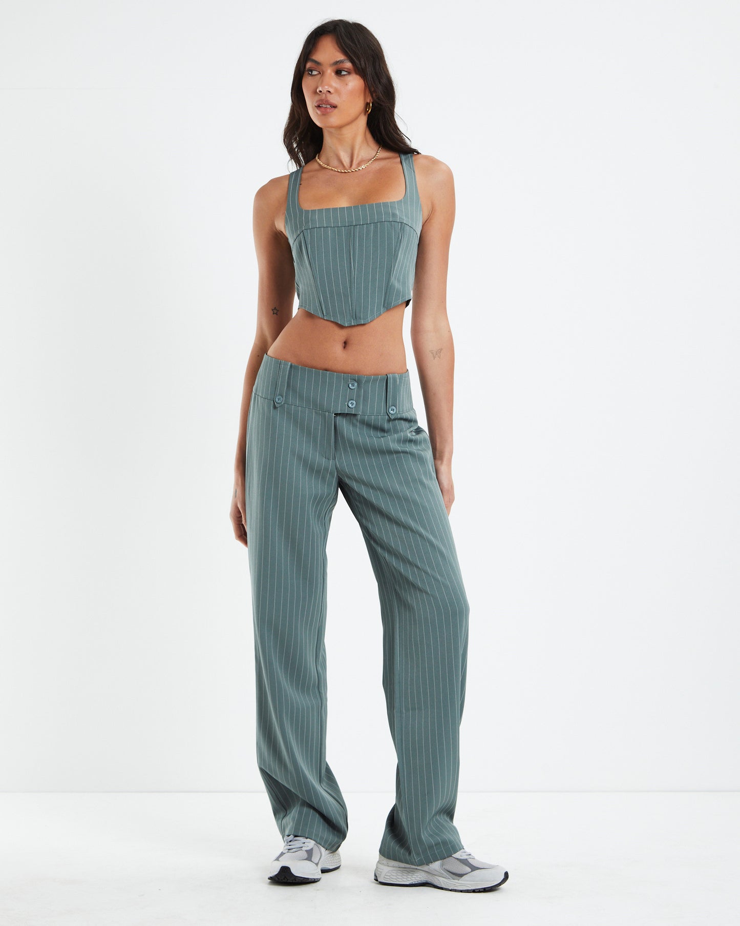 Kristen Dipped Hem Square Neck Corset Top
