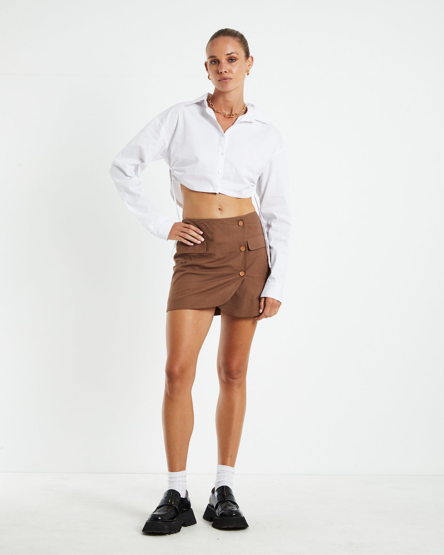 Lotti Wrap Blazer Skirt Brown