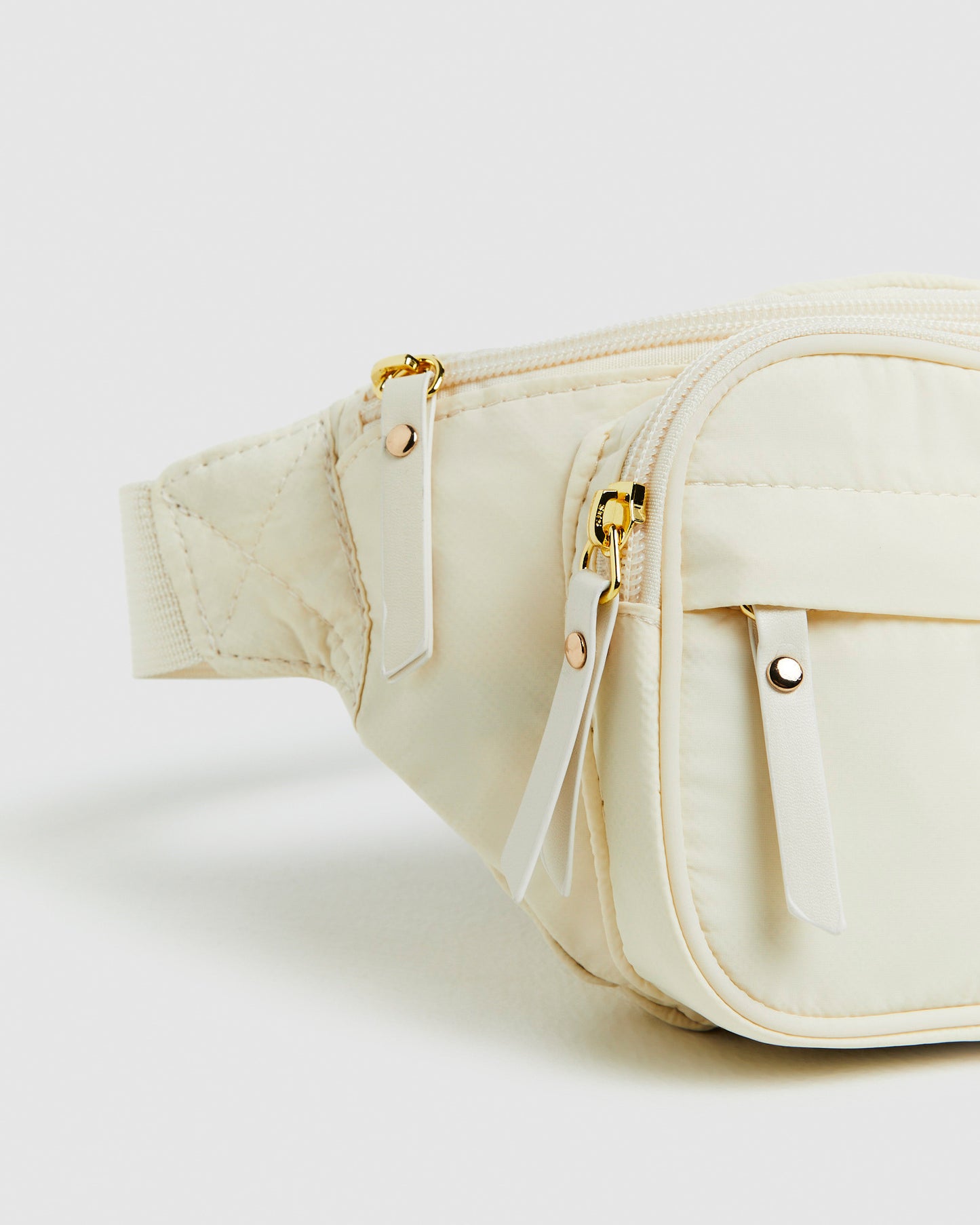 Nelly Nylon Multi Zip Bum Bag Cream