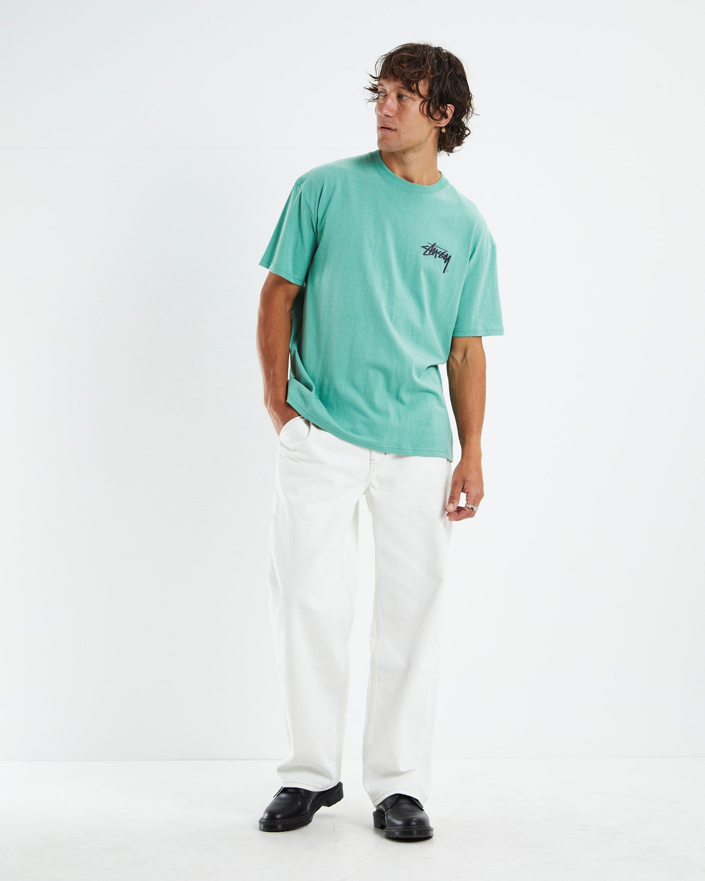 Solid Shadow Stock Short Sleeve T-Shirt Tea Green