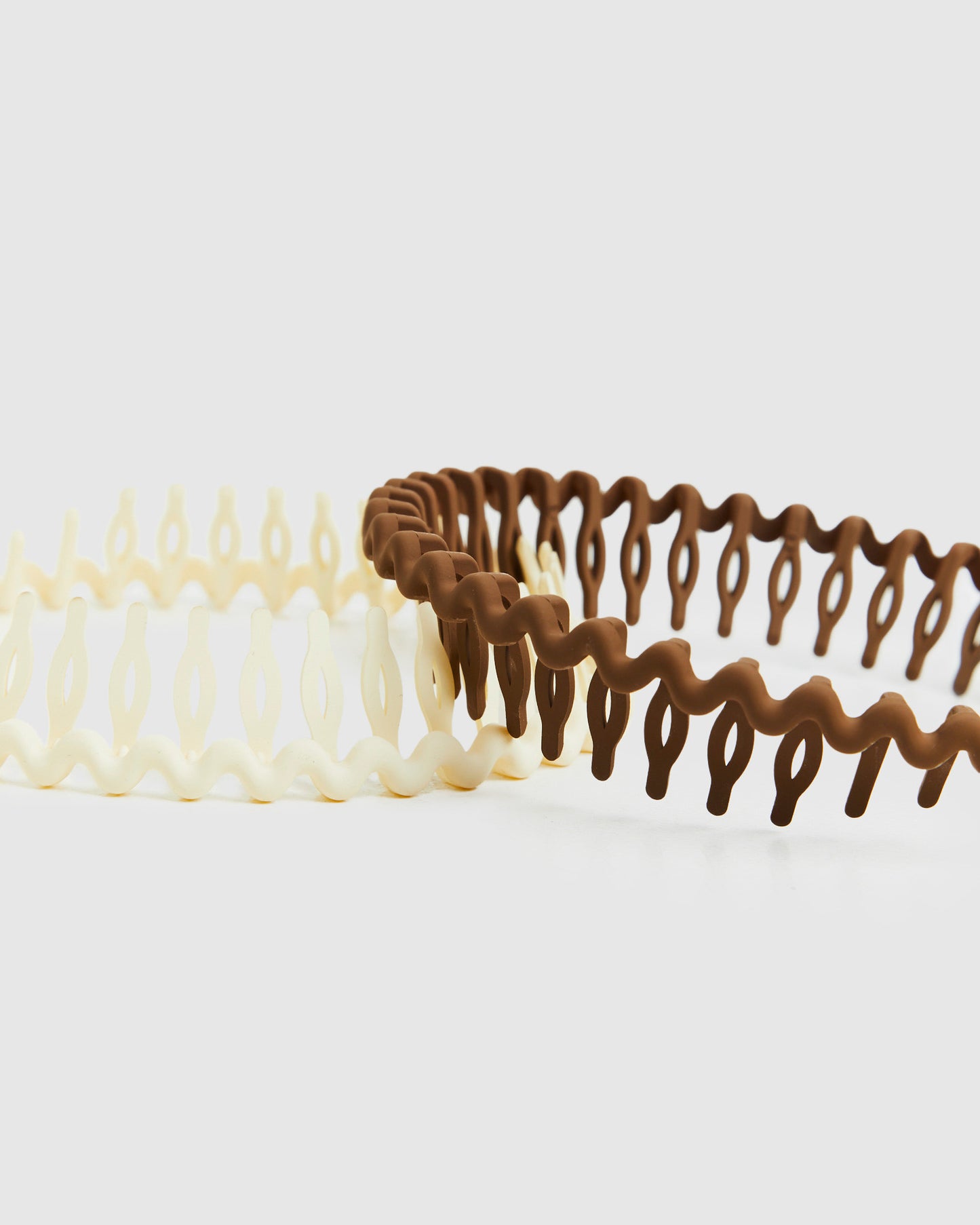Matte Accordion Headbands 2 Pack Cream/Mocha Brown