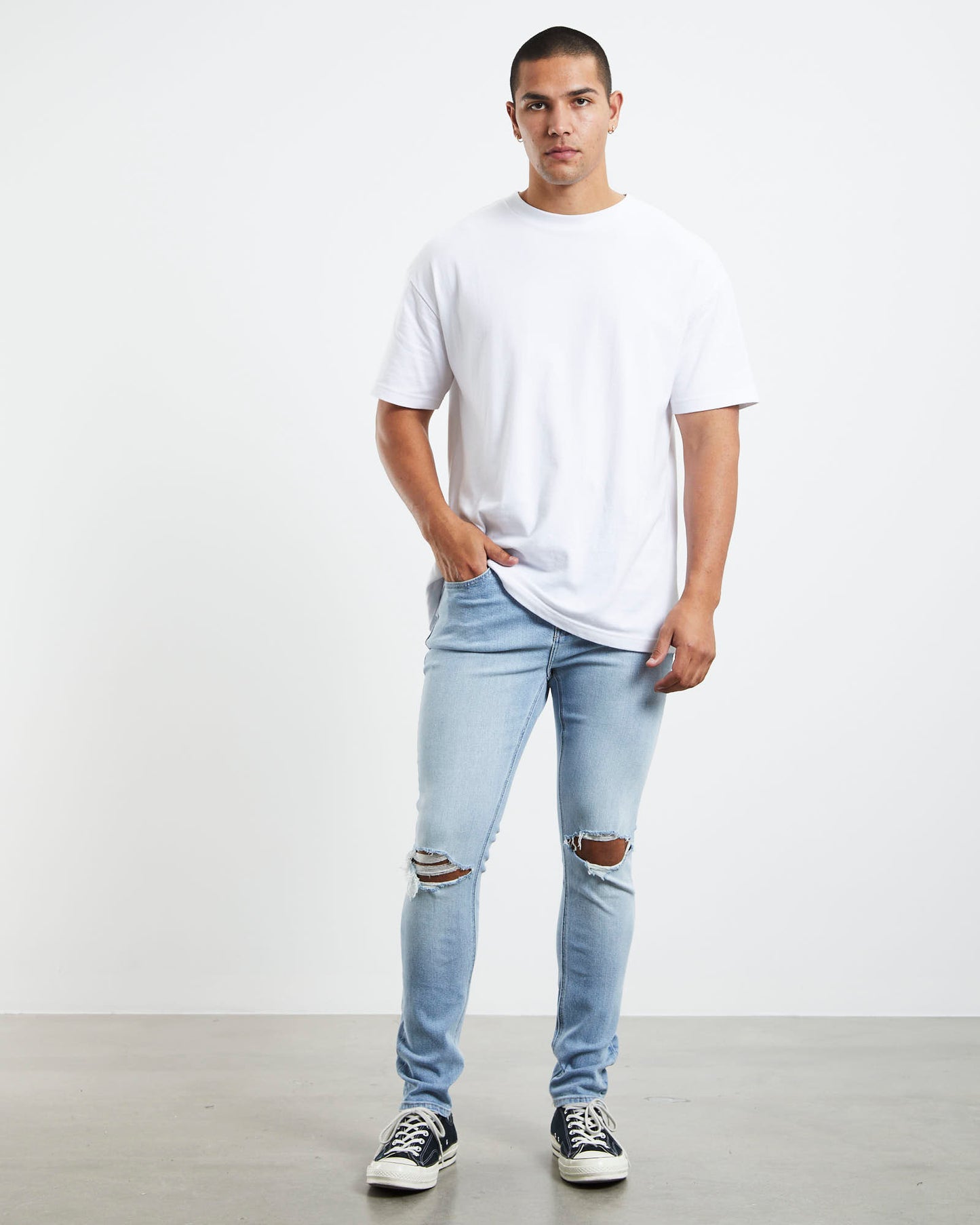 Rebel Skinny Denim Jeans Loaded Rip