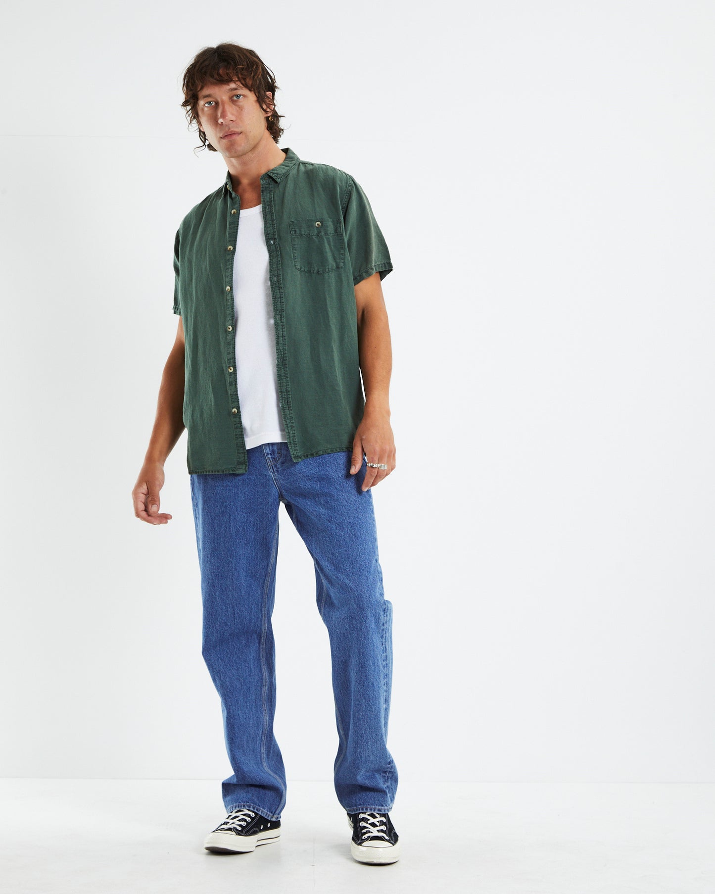 Men At Work Hemp Short Sleeve Shirt Thyme
