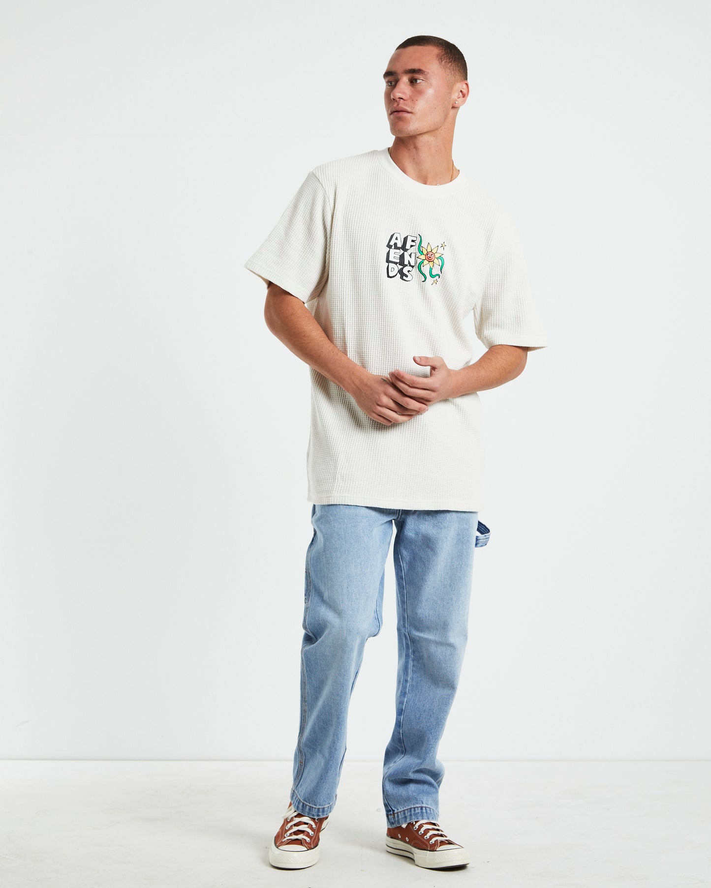 Flowerbed Recycled Waffle Retro Fit T-Shirt in White
