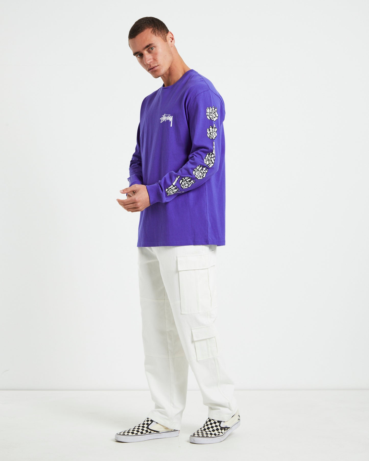 Hands Solid Long Sleeve T-Shirt in Blue