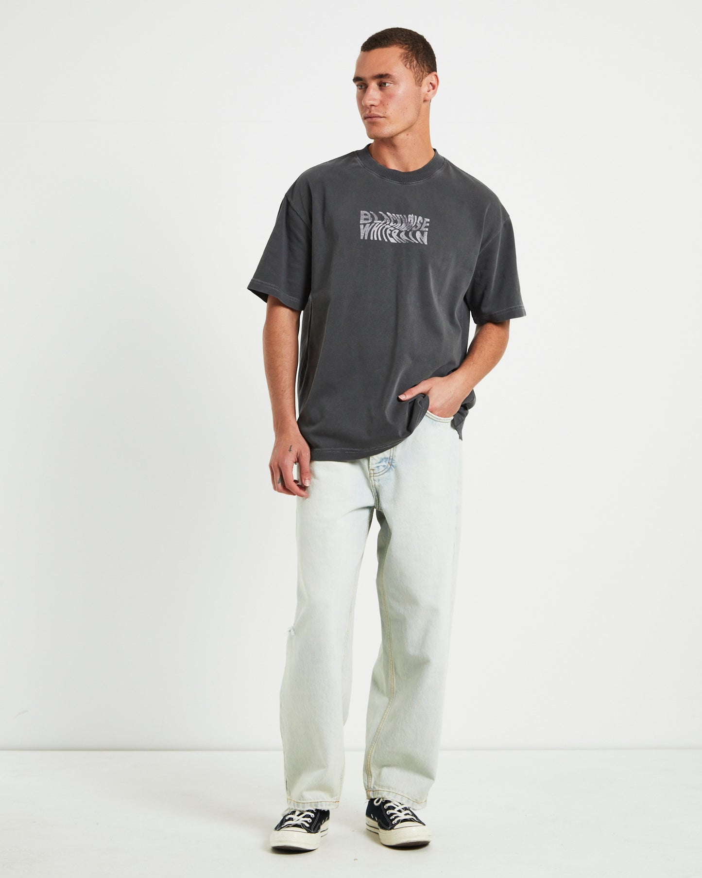 Wrapped Short Sleeve T-Shirt in Pewter Grey